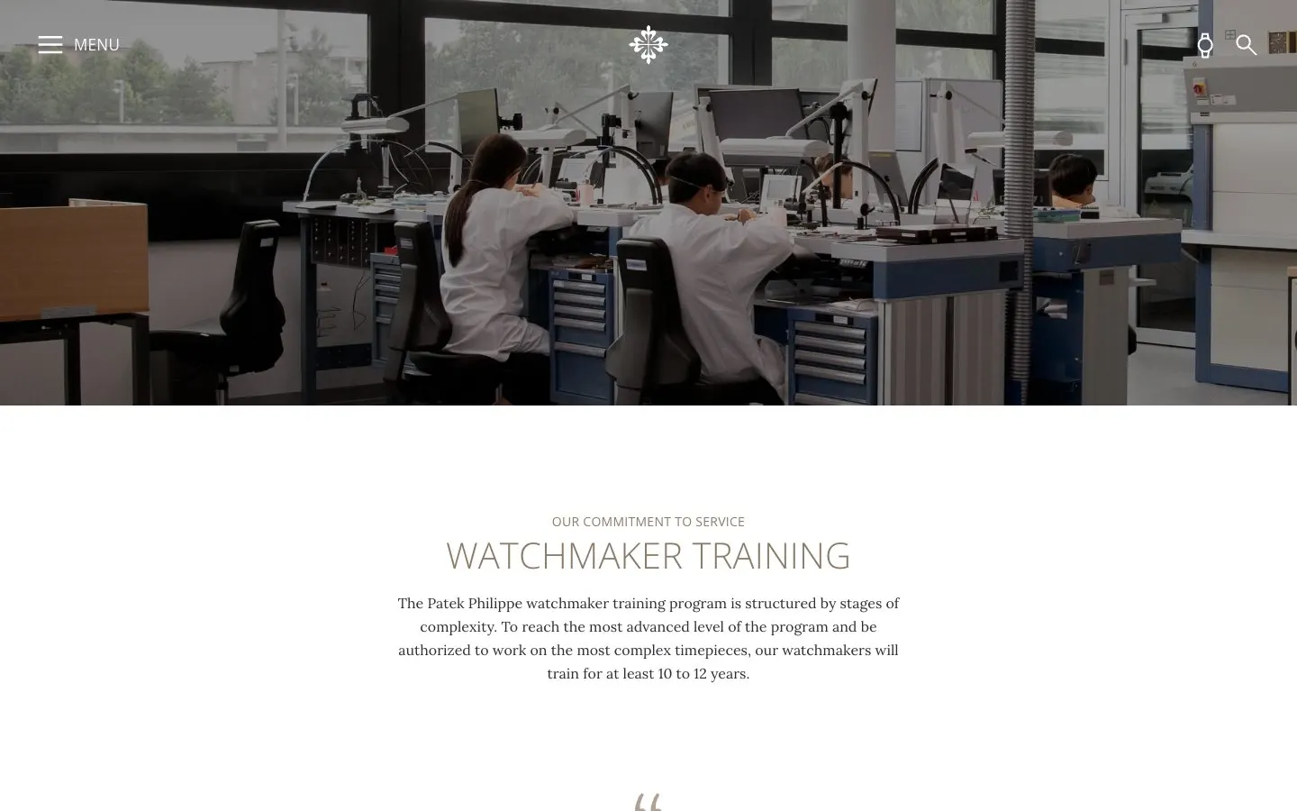 The website of Patek Philippe Institutes