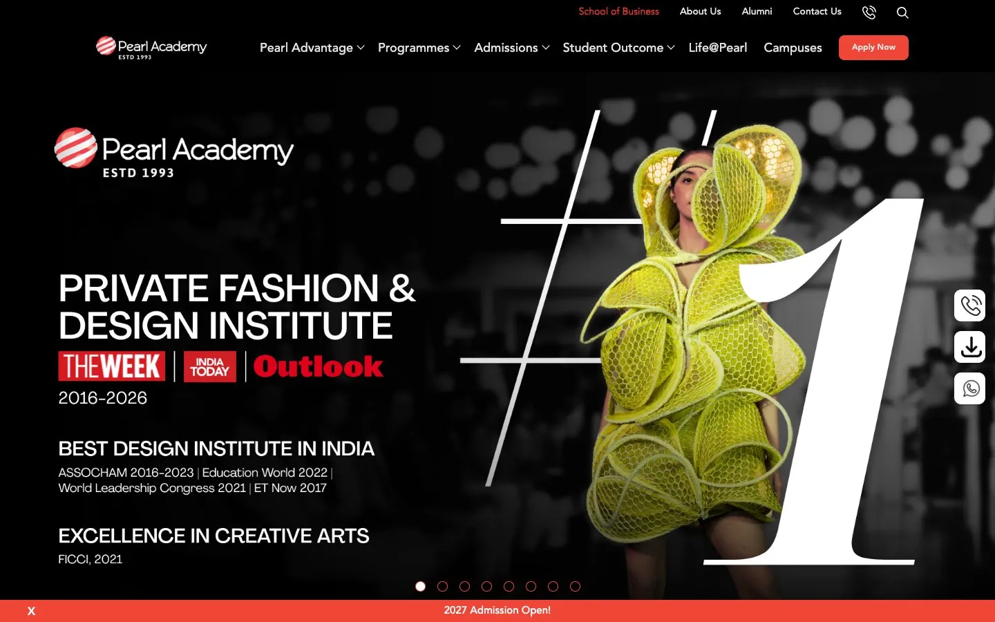 El sitio web de Pearl Academy