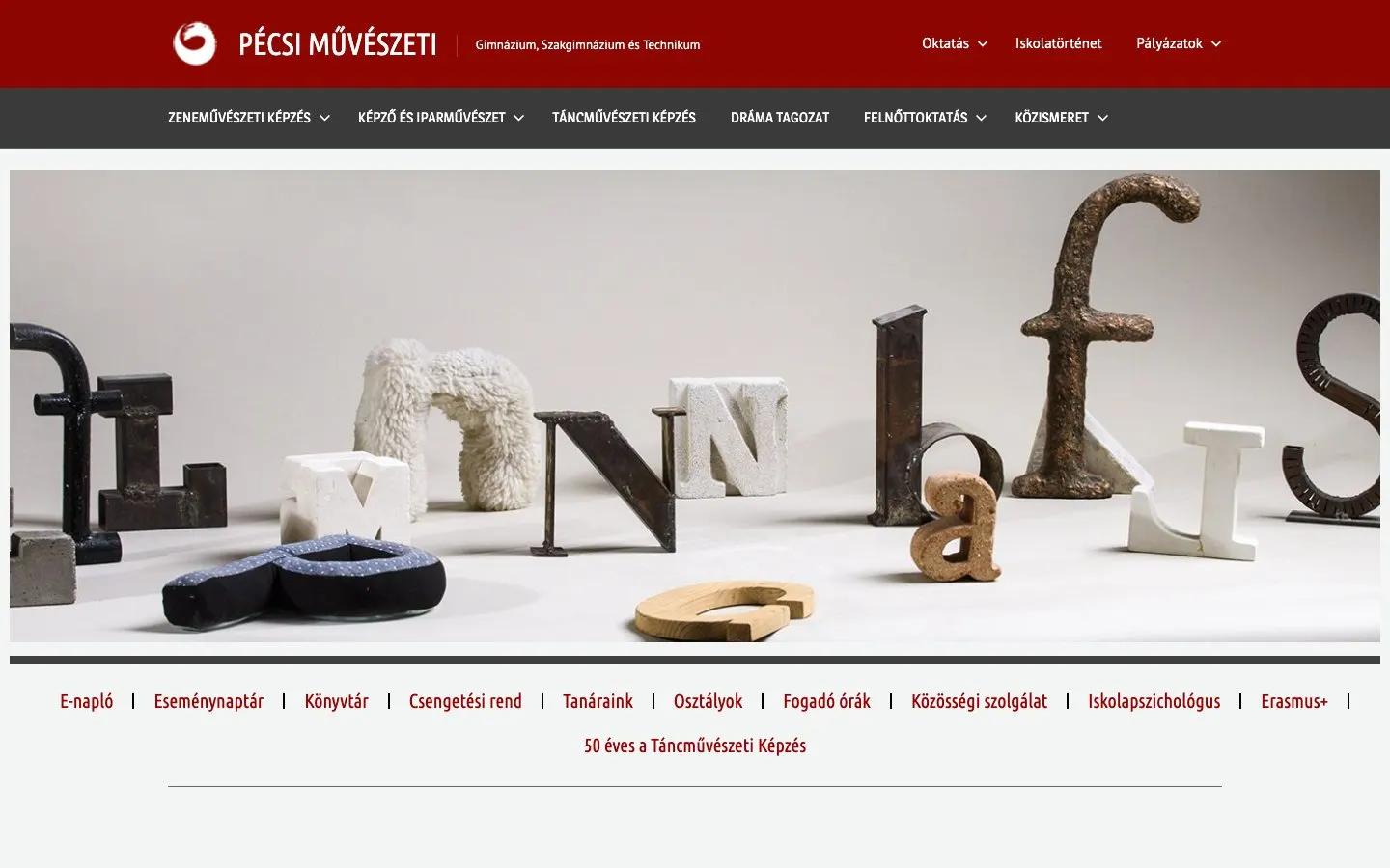 The website of Pécsi Művészeti Gimnázium