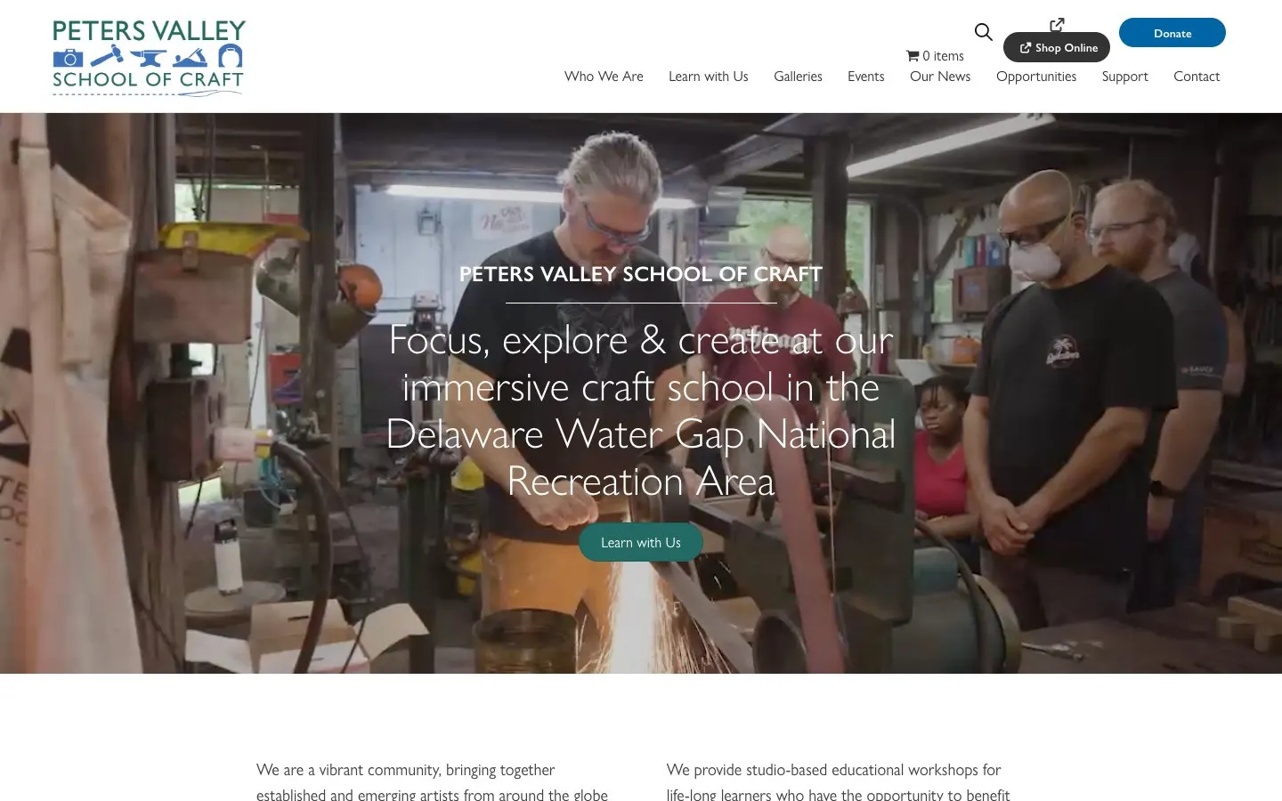 الموقع الإلكتروني لـ Peters Valley School of Craft