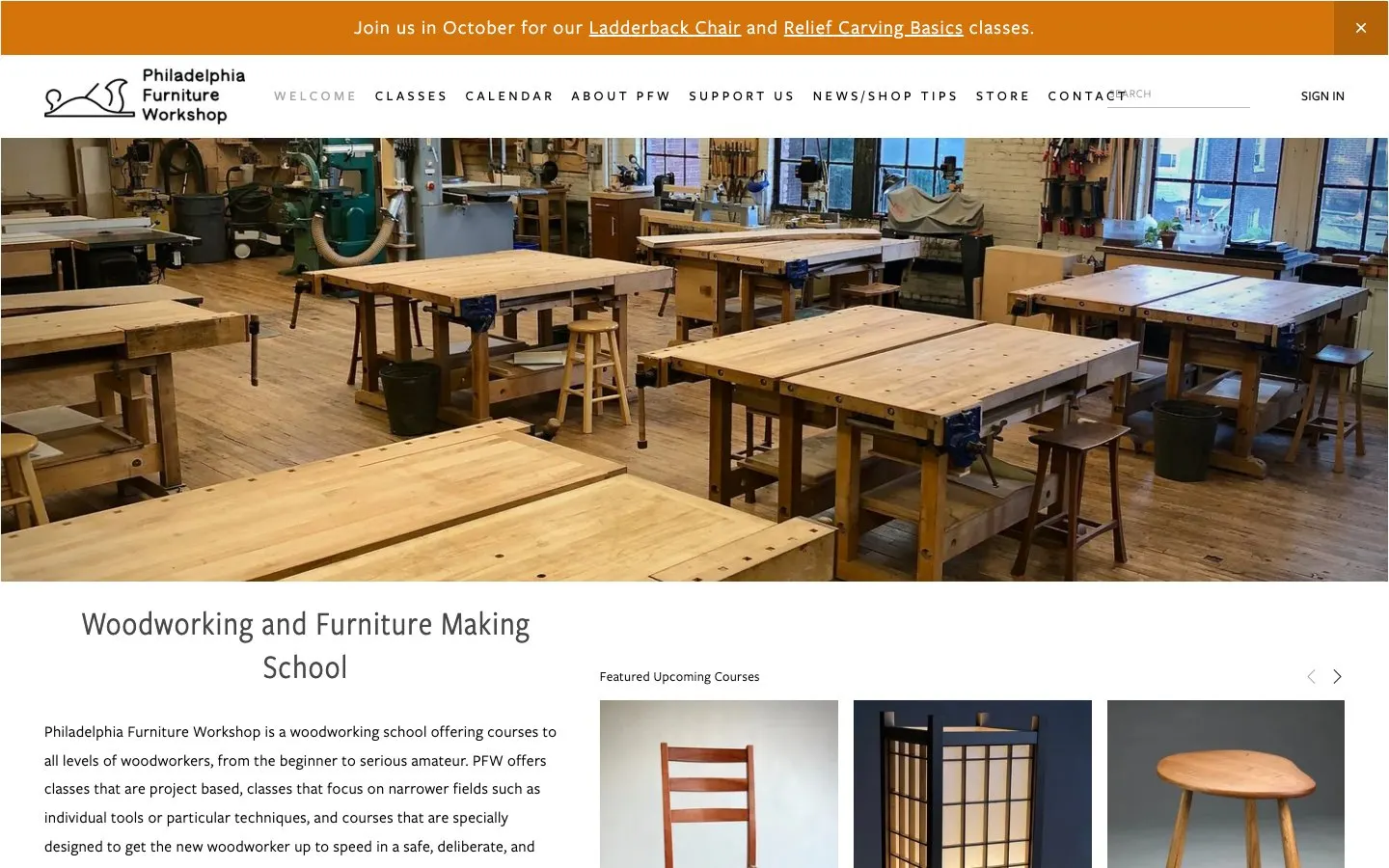 الموقع الإلكتروني لـ Philadelphia Furniture Workshop