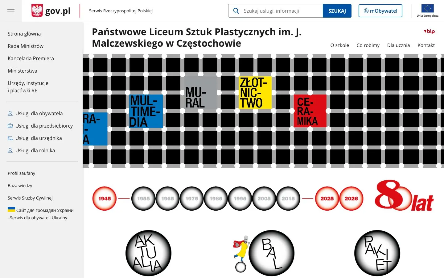 The website of PLSP im. Jacka Malczewskiego w Częstochowie