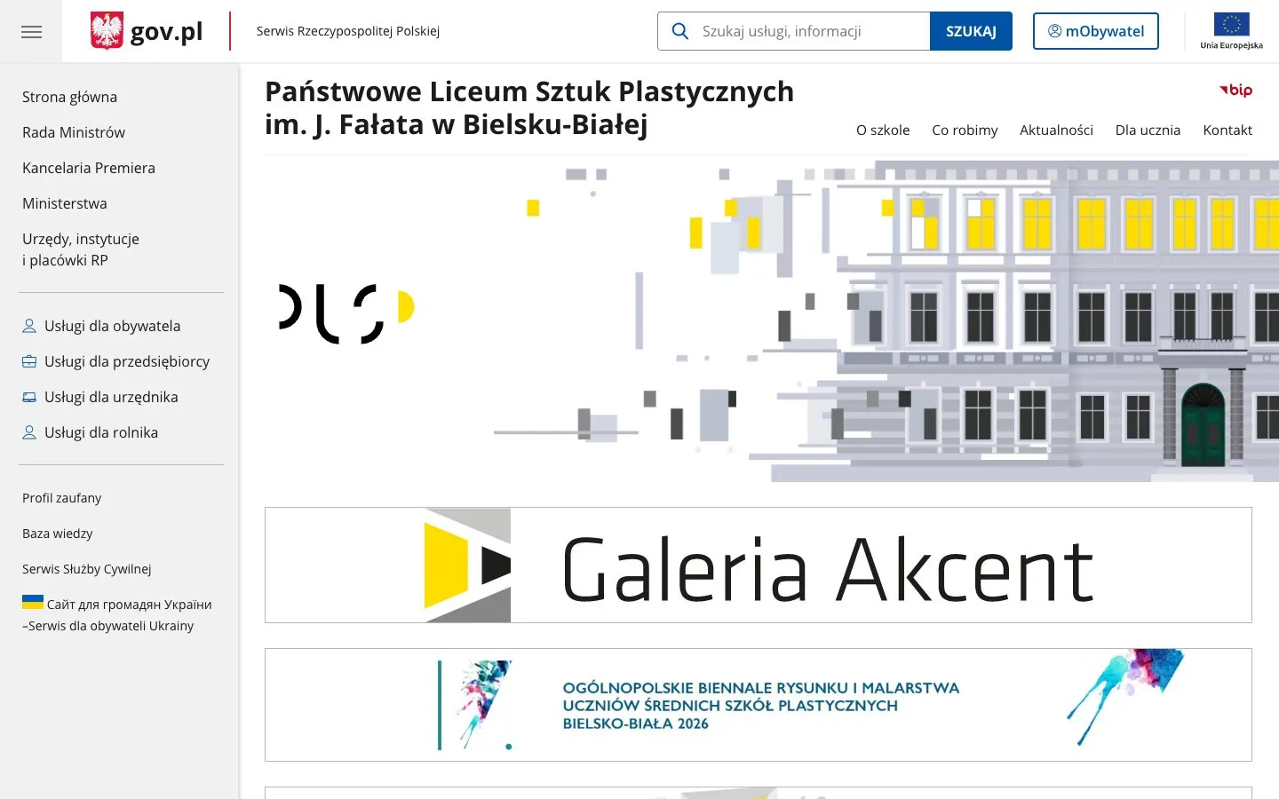 The website of PLSP im. Juliana Fałata w Bielsku-Białej