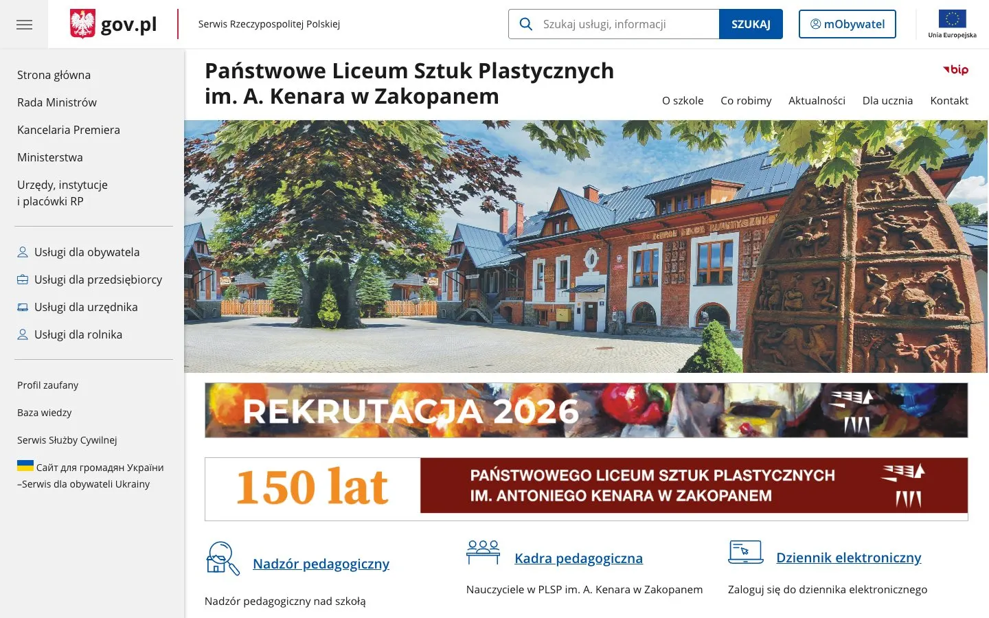 The website of PLSP Zakopane (Szkoła Kenara)