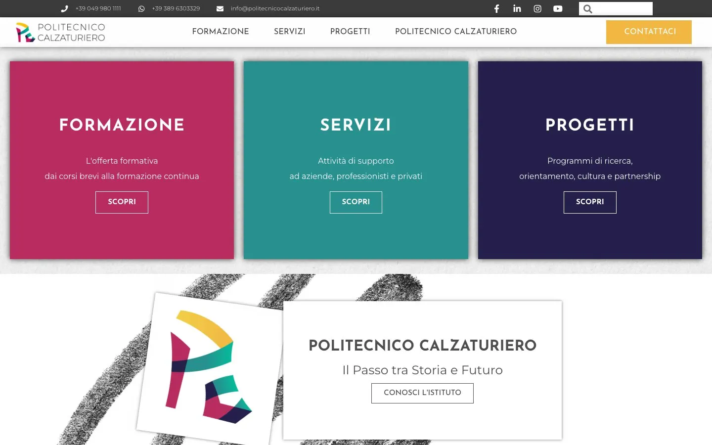 The website of Politecnico Calzaturiero