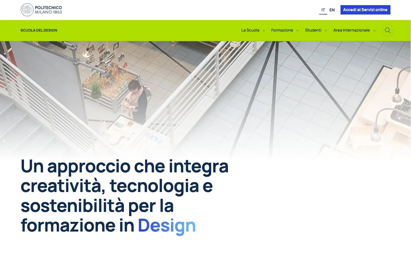 Scuola del Design – Politecnico di Milano की वेबसाइट