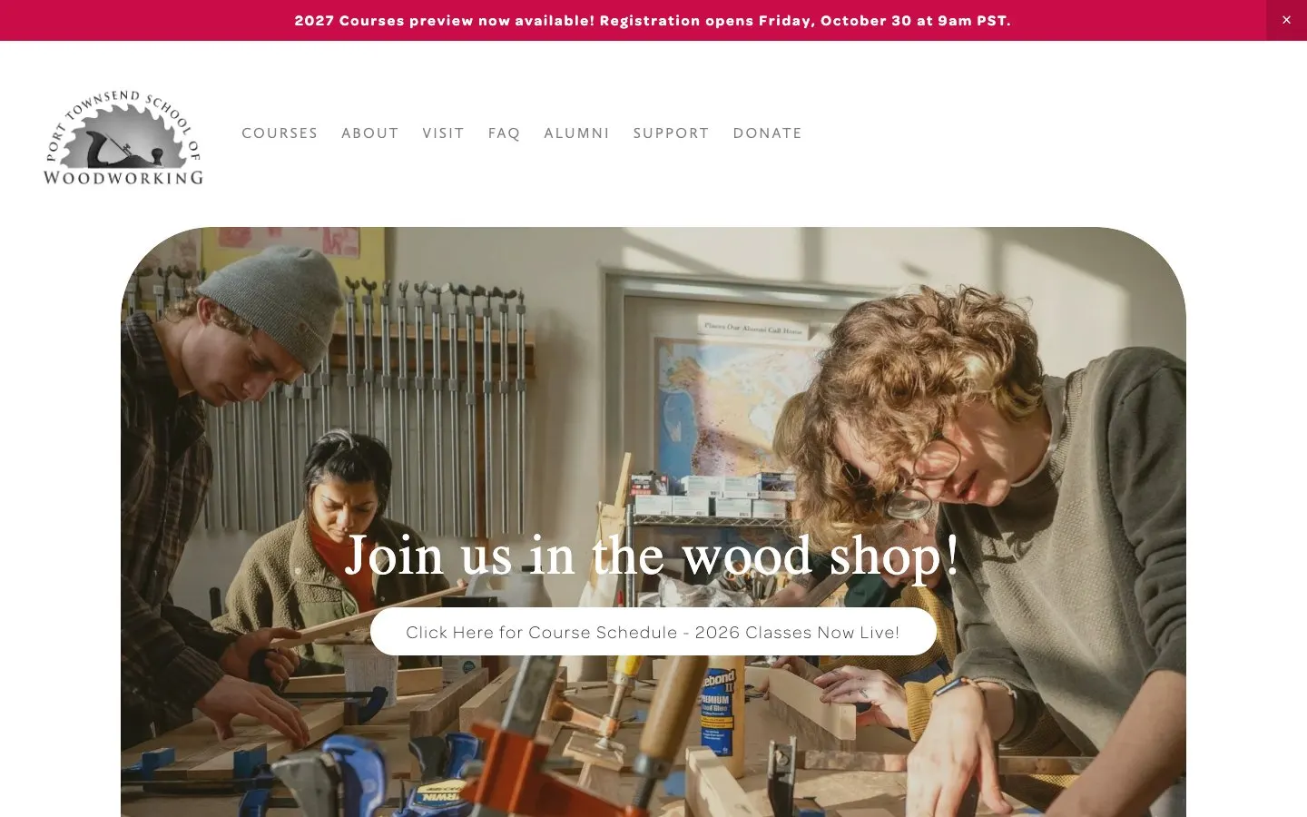 Il sito di Port Townsend School of Woodworking