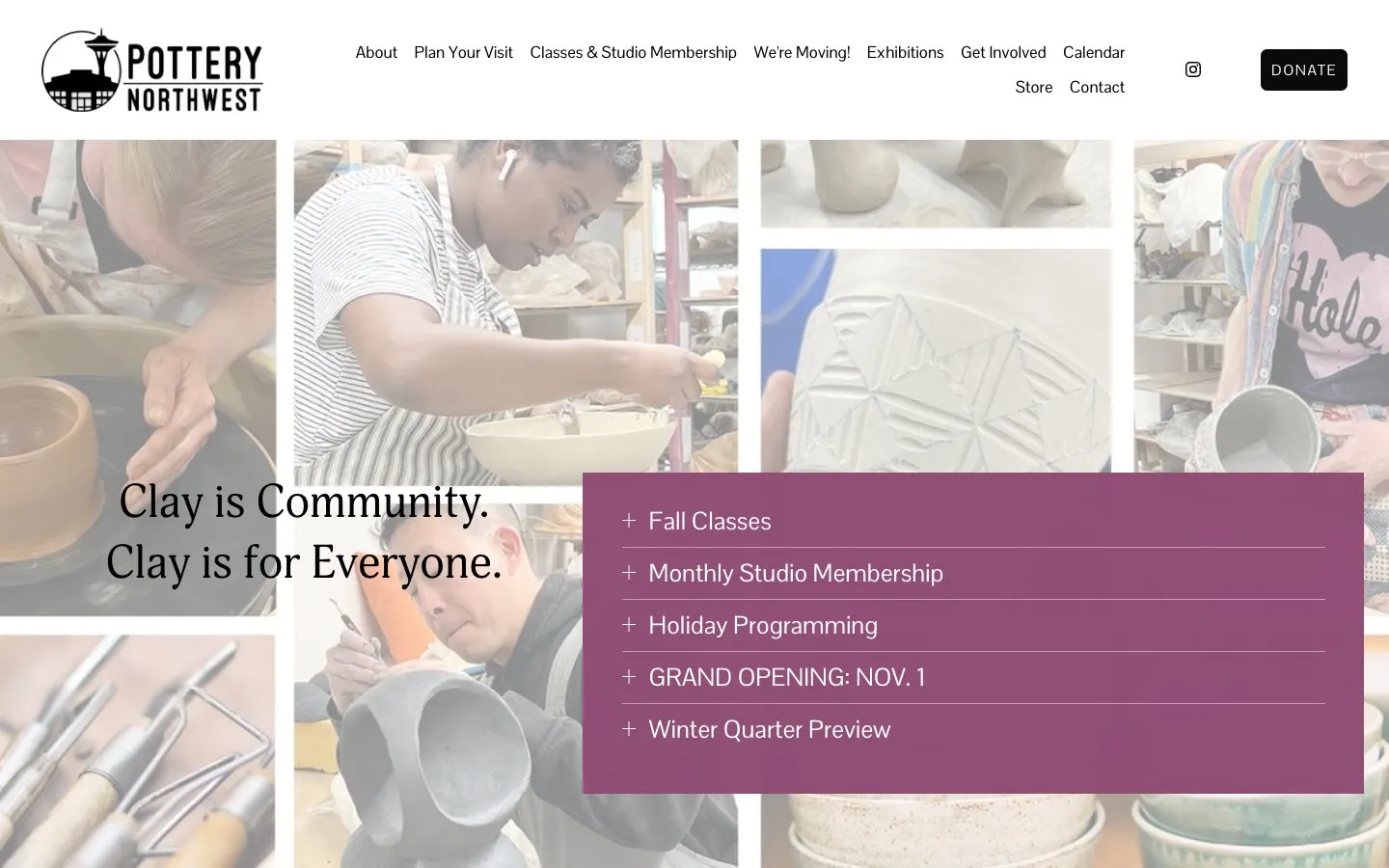 The website of Pottery Northwest