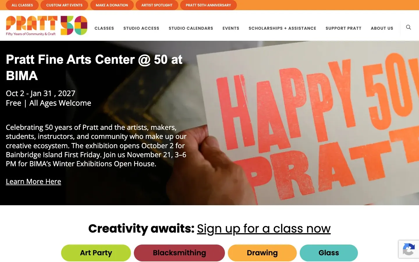 Il sito di Pratt Fine Arts Center