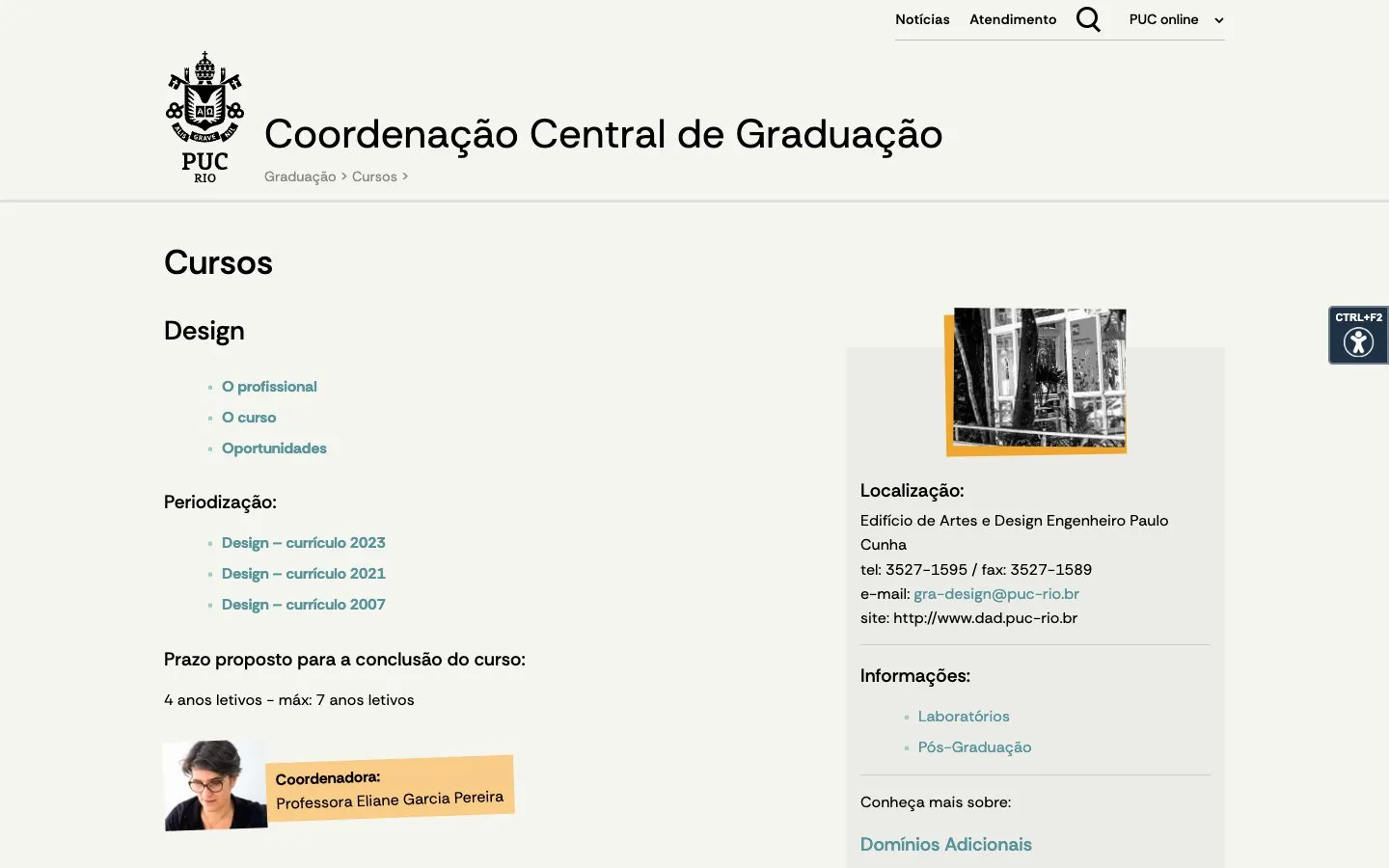 الموقع الإلكتروني لـ PUC-Rio – Design