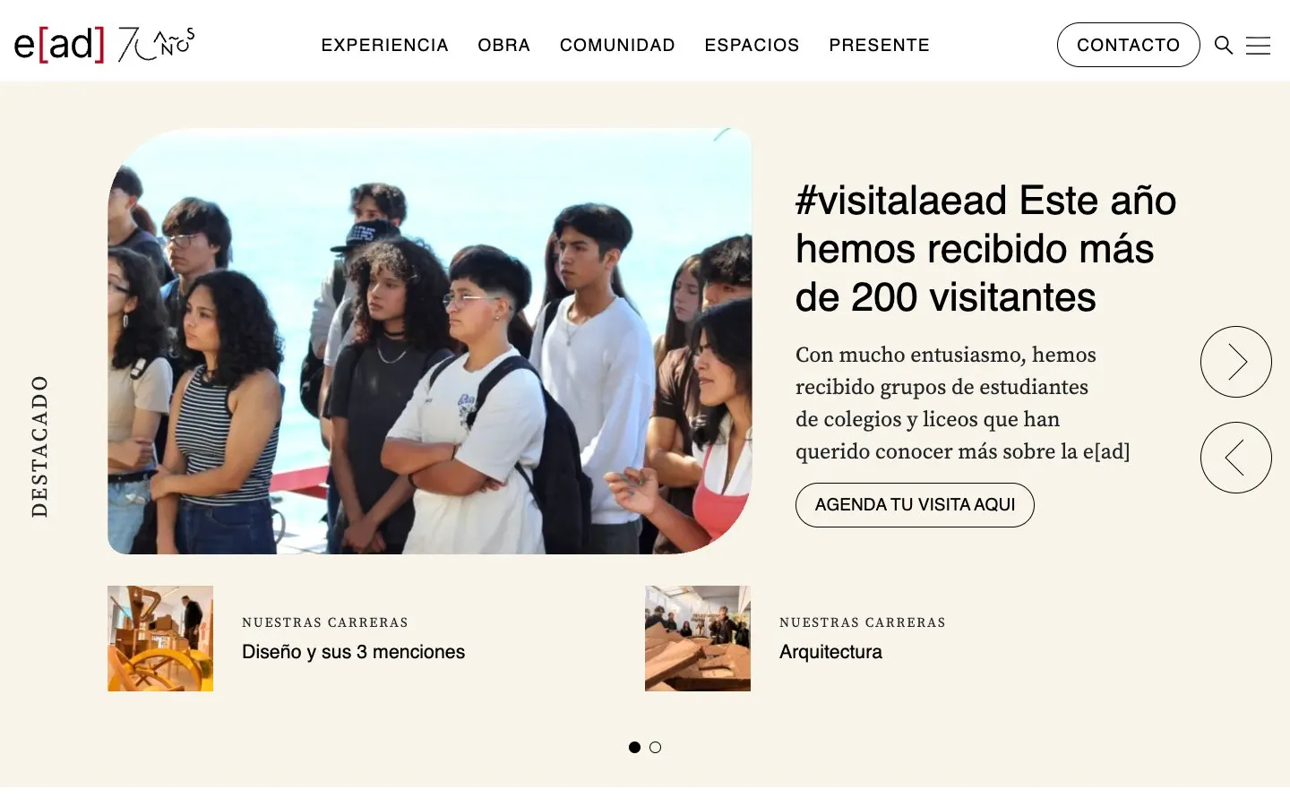Die Website von PUCV – Escuela de Arquitectura y Diseño (e[ad])