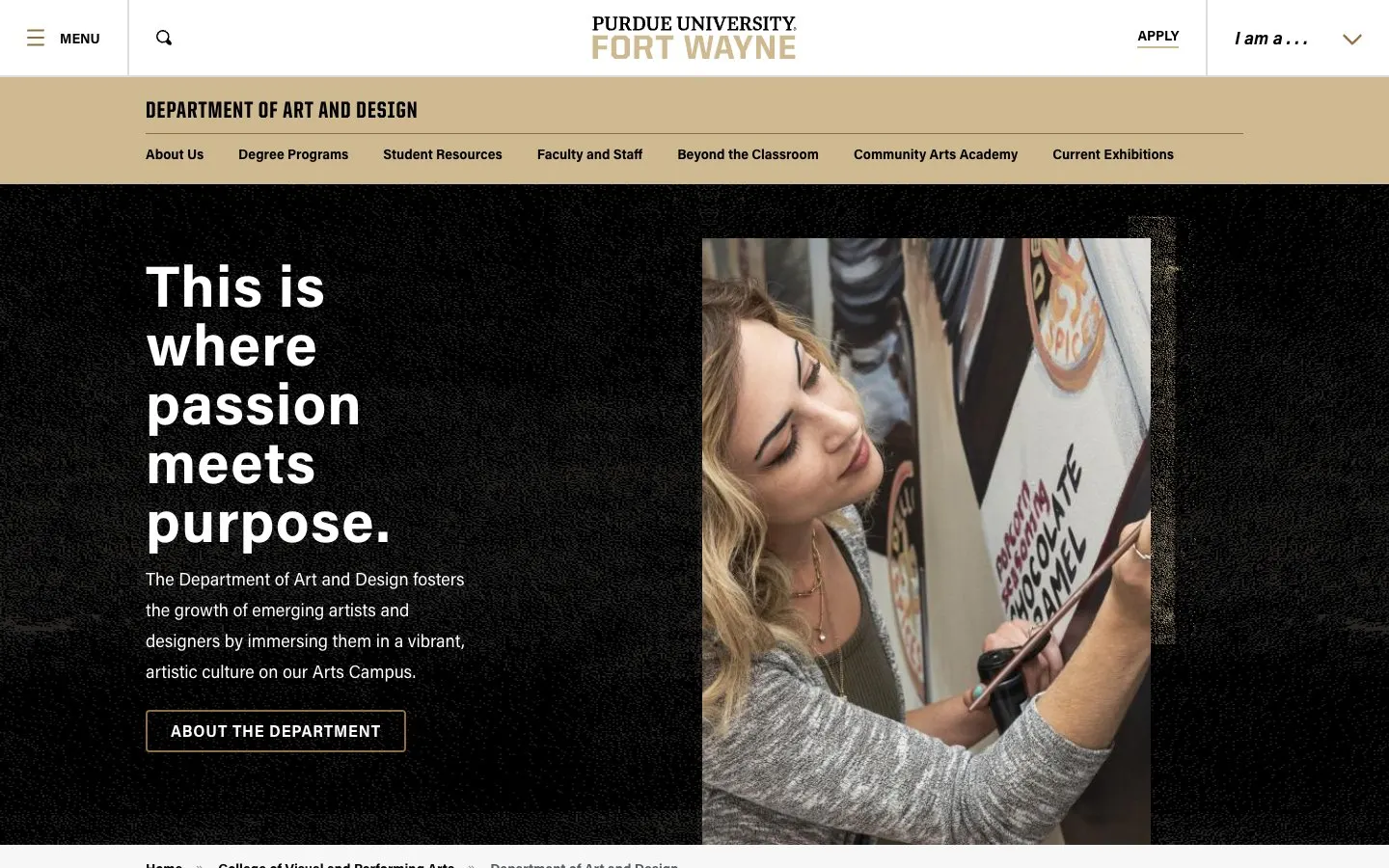 Il sito di Purdue University Fort Wayne – Department of Art and Design