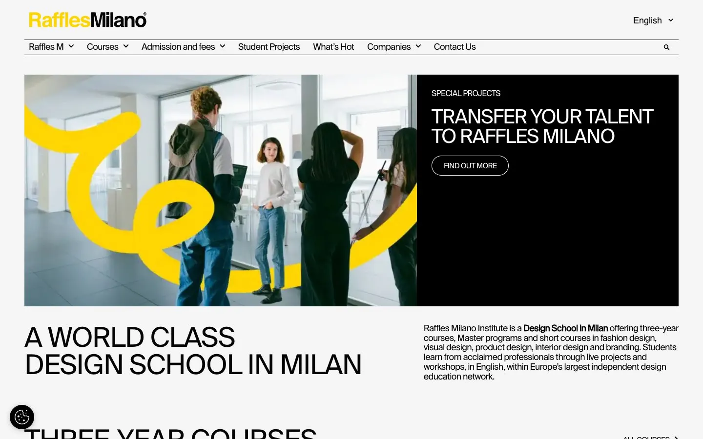 Die Website von Raffles Milano
