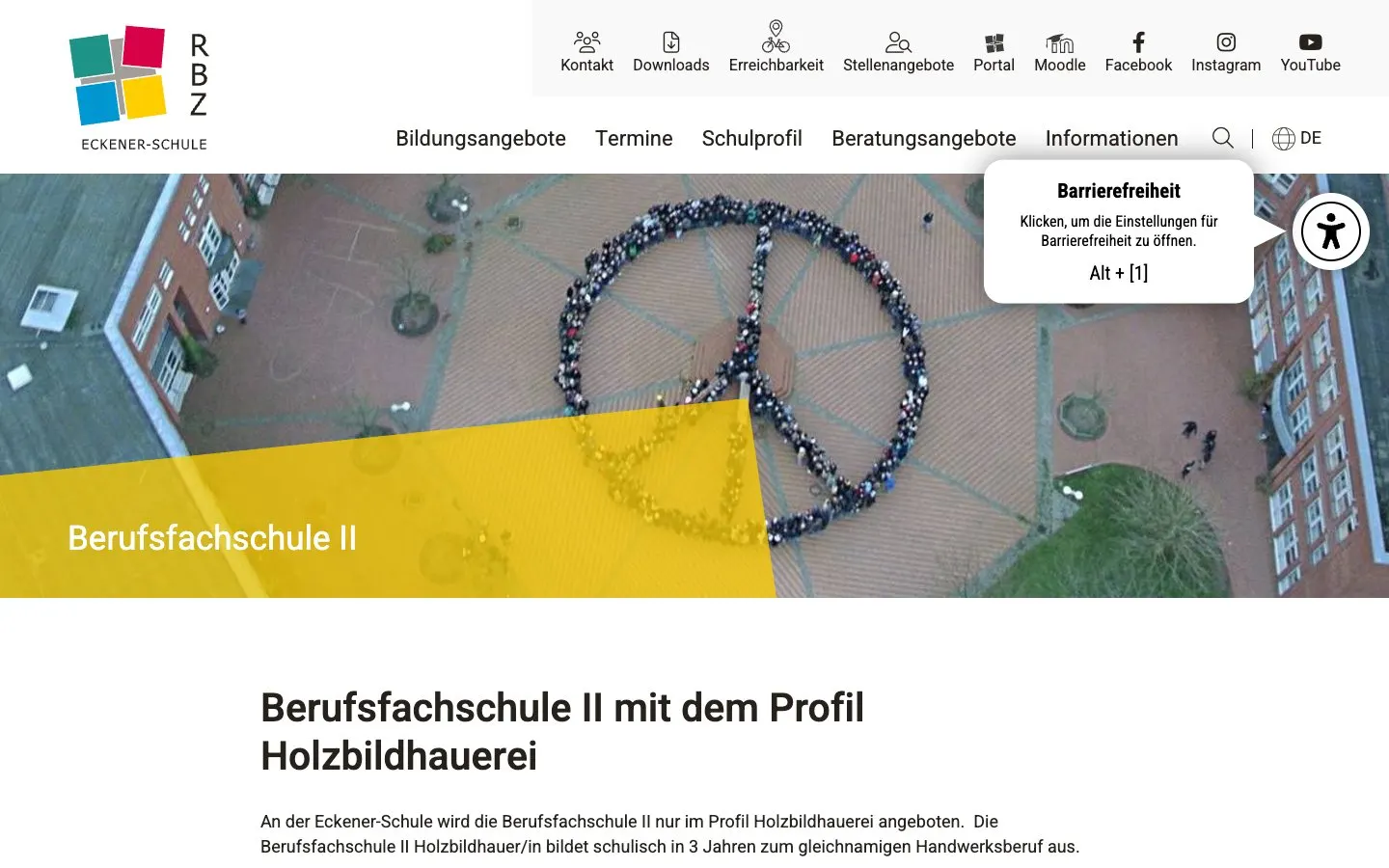 The website of RBZ Eckener-Schule – Berufsfachschule Holzbildhauerei