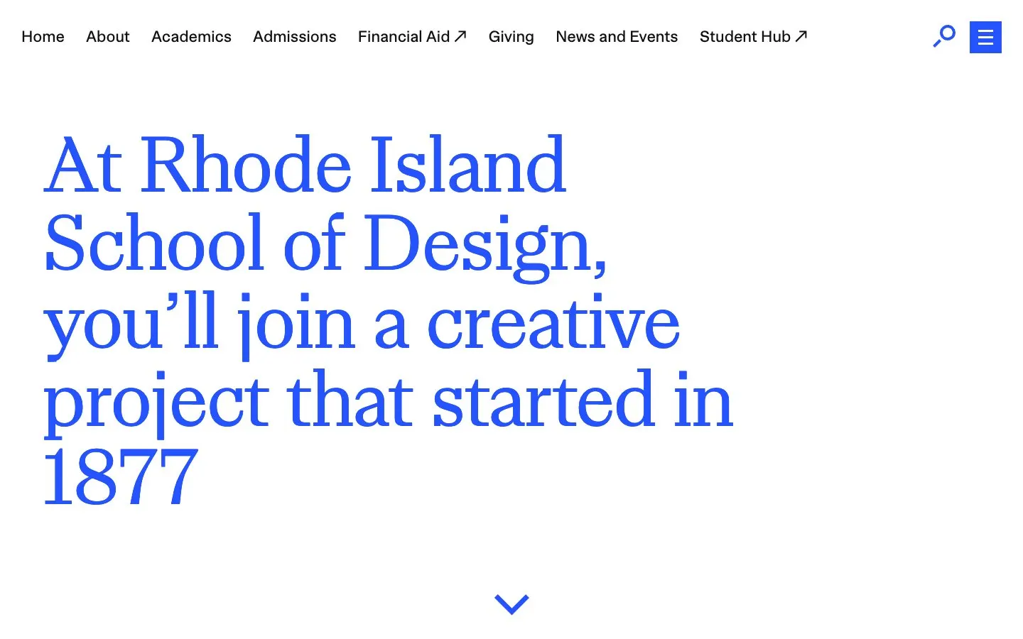 الموقع الإلكتروني لـ Rhode Island School of Design (RISD)