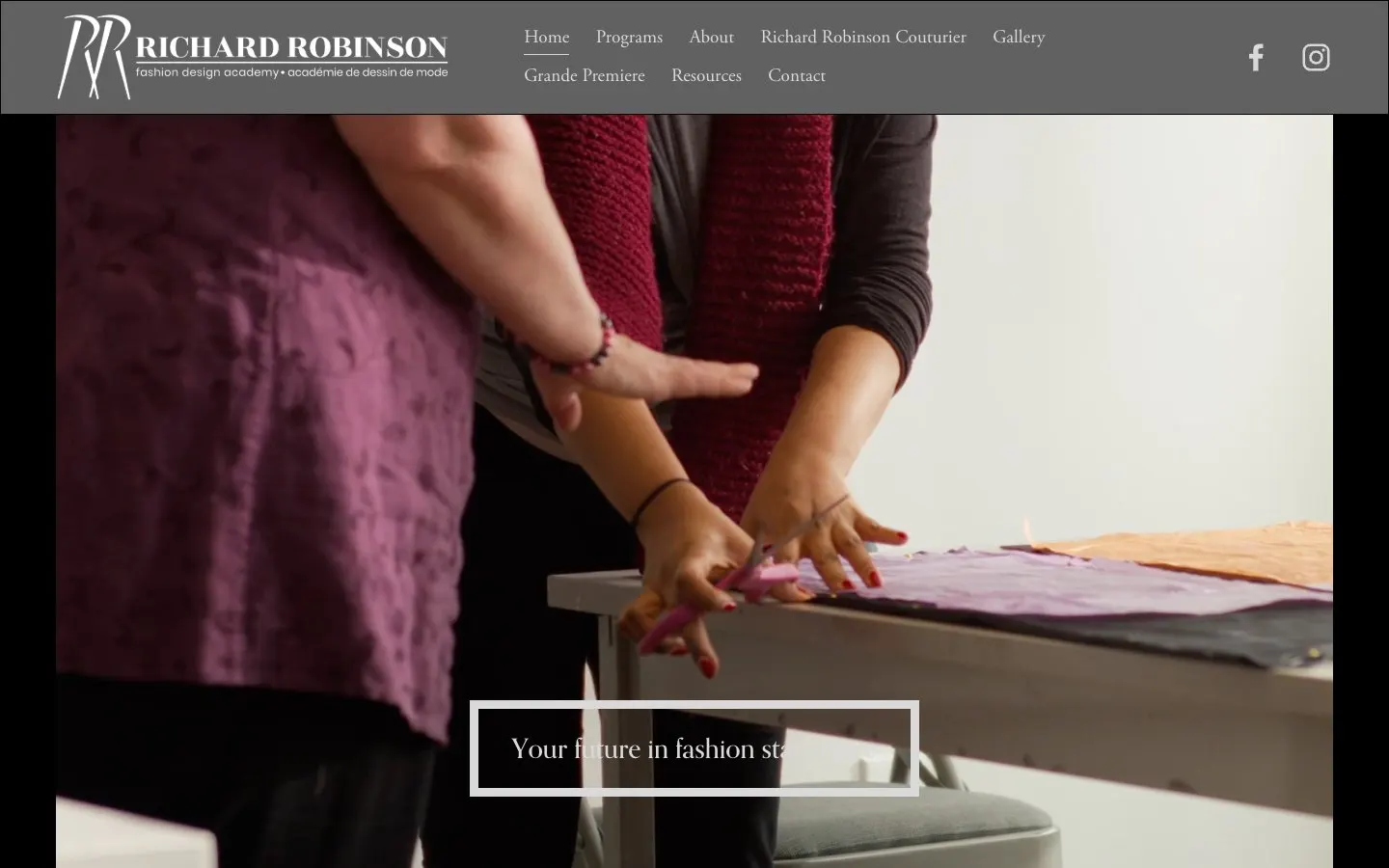 El sitio web de Richard Robinson Fashion Design Academy