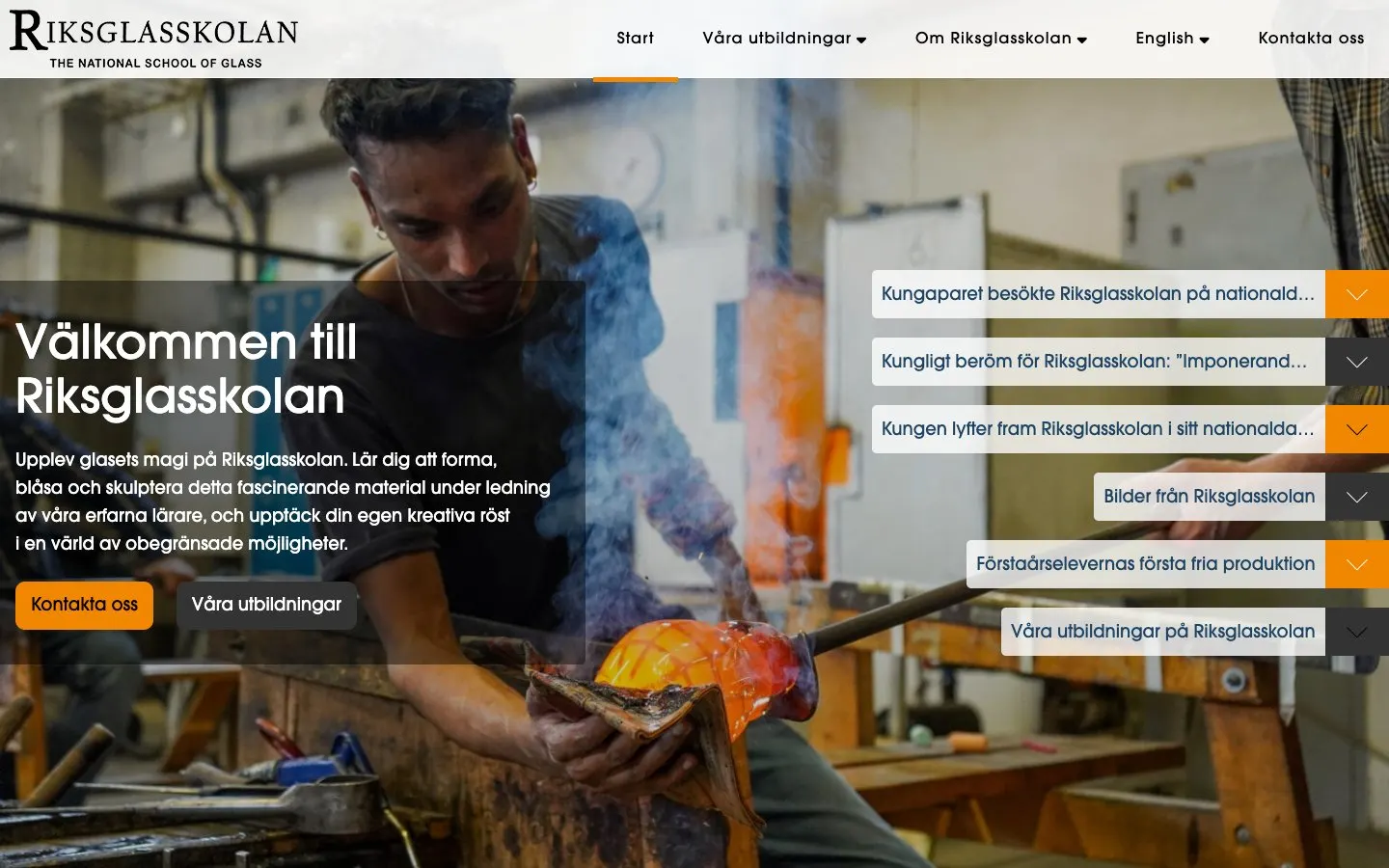 Die Website von Riksglasskolan