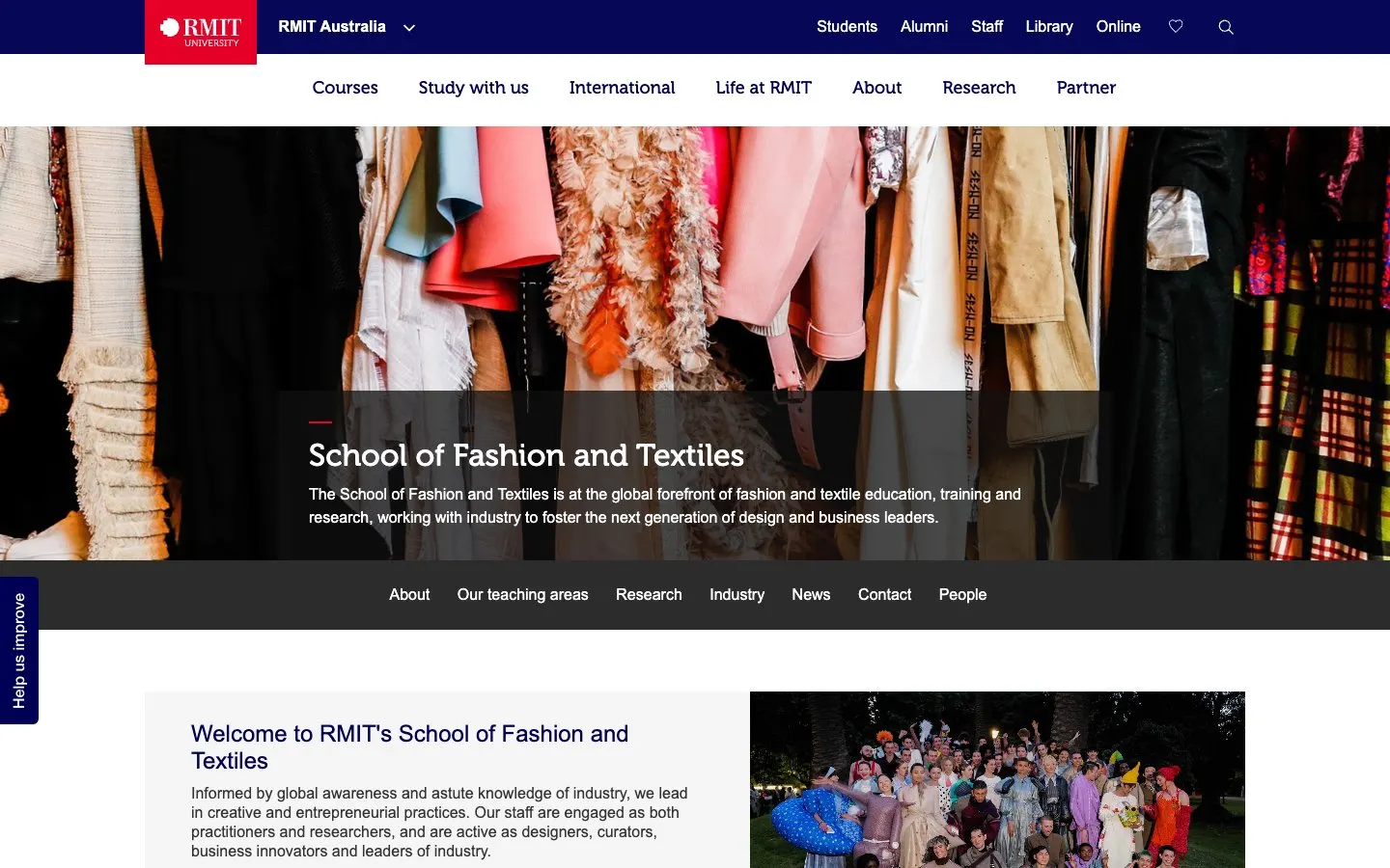The website of RMIT School of Fashion and Textiles