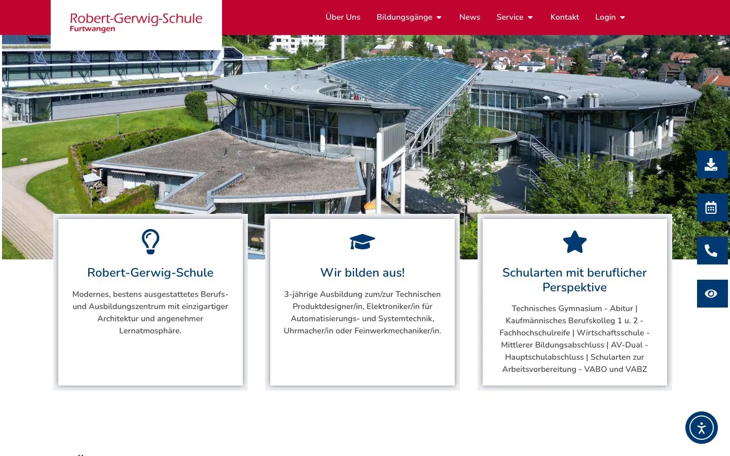 The website of Robert-Gerwig-Schule Furtwangen