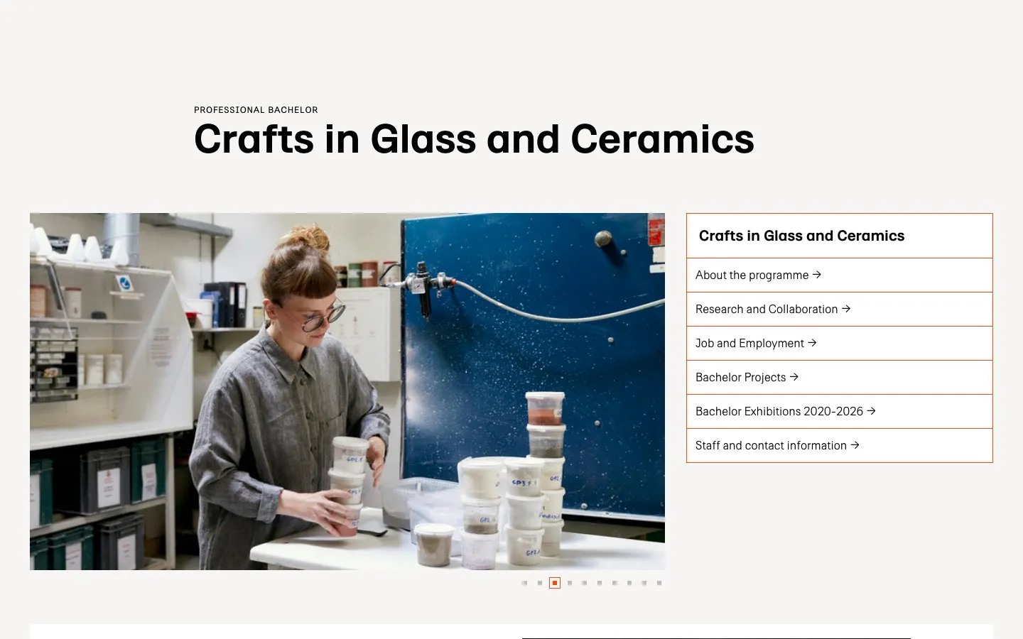Royal Danish Academy – Crafts in Glass and Ceramics (Bornholm) की वेबसाइट