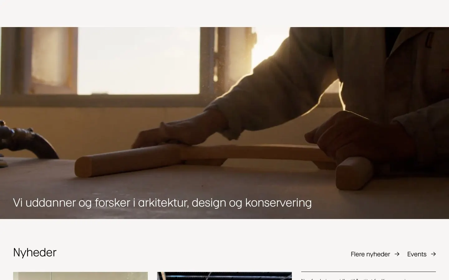 The website of Royal Danish Academy – Architecture, Design, Conservation