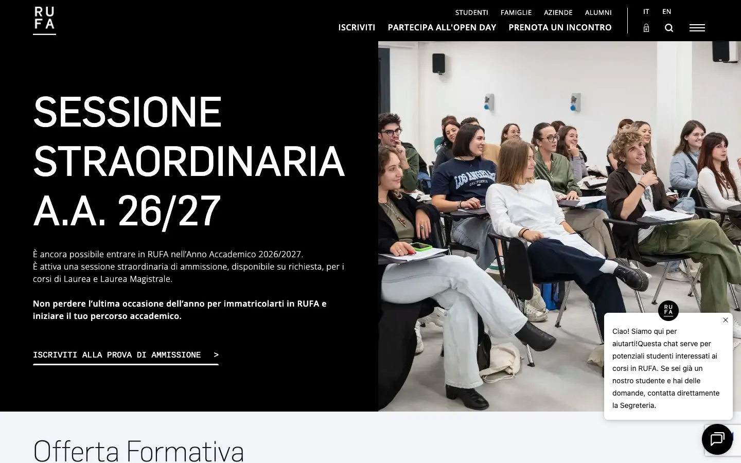 The website of RUFA – Rome University of Fine Arts