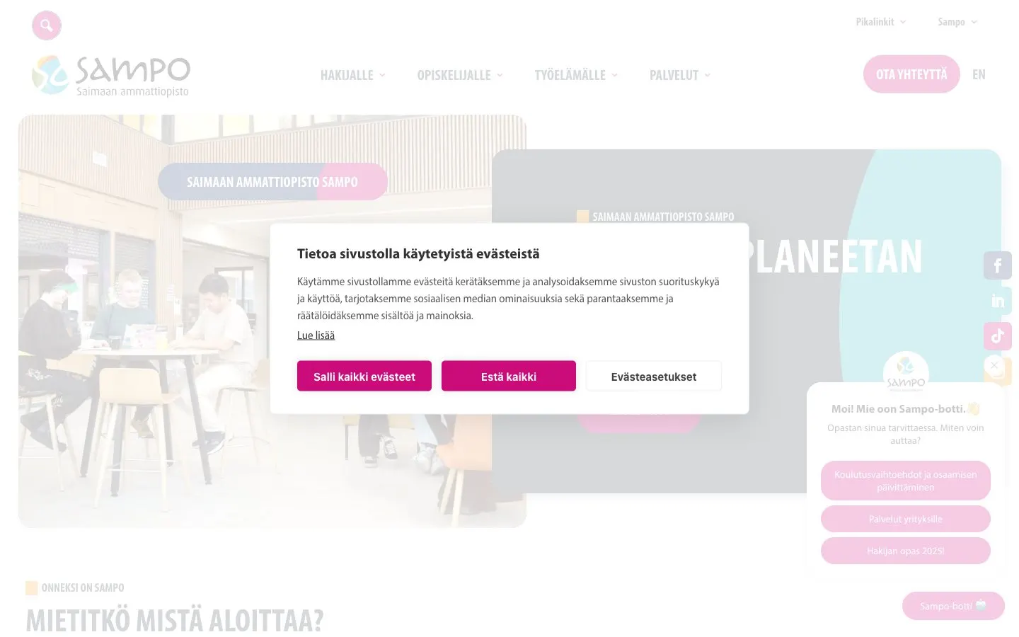 The website of Saimaan ammattiopisto Sampo