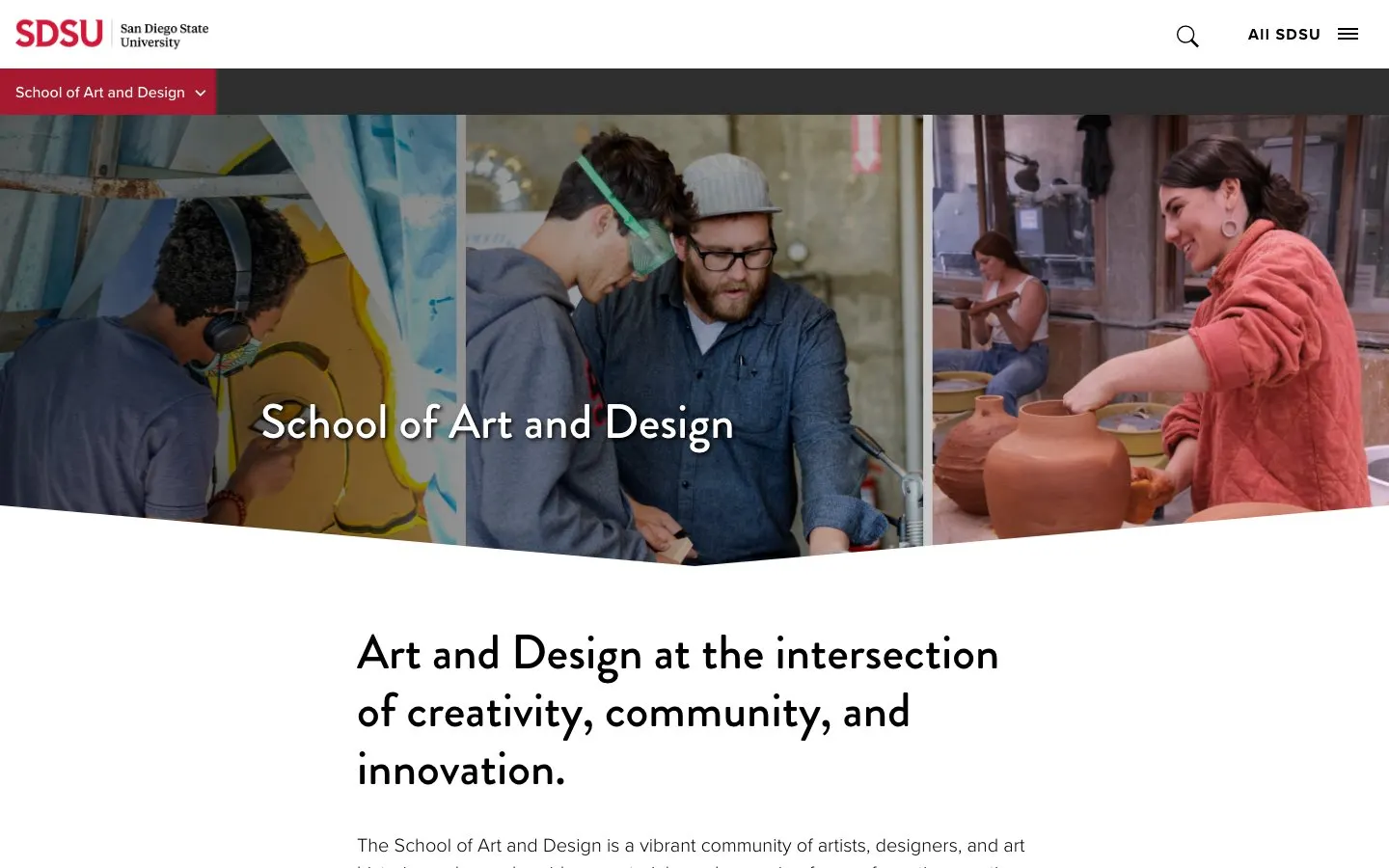 Il sito di San Diego State University – School of Art and Design (Applied Design)