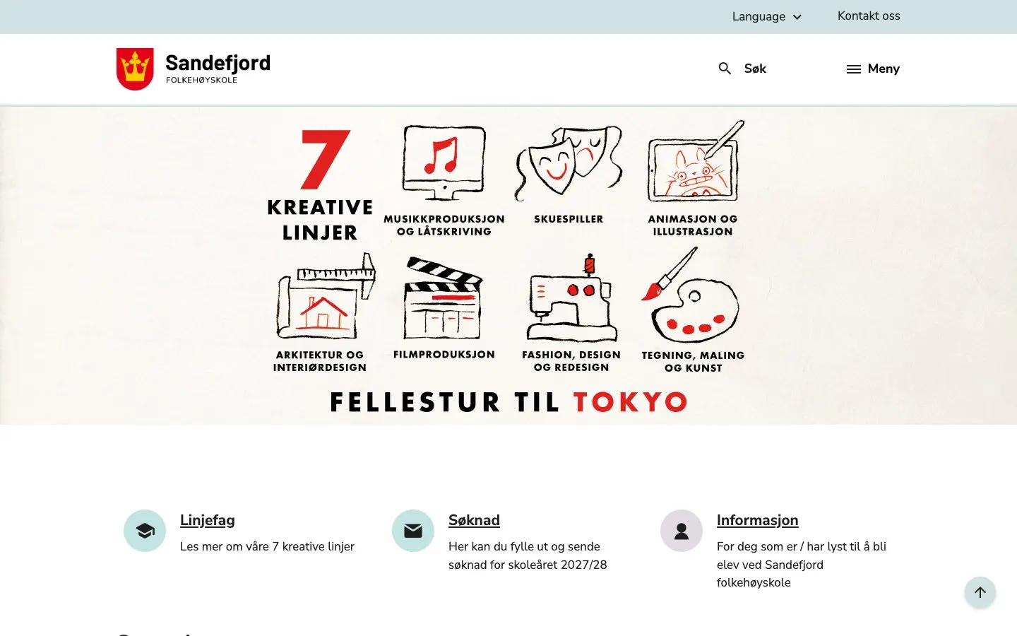 The website of Sandefjord folkehøyskole