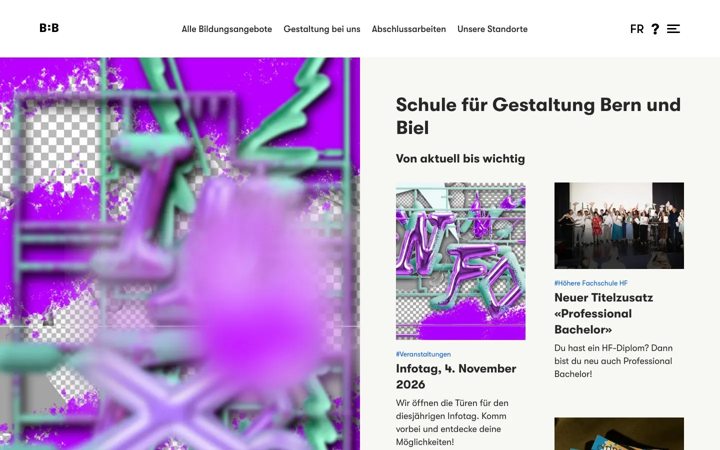 The website of Schule für Gestaltung Bern und Biel