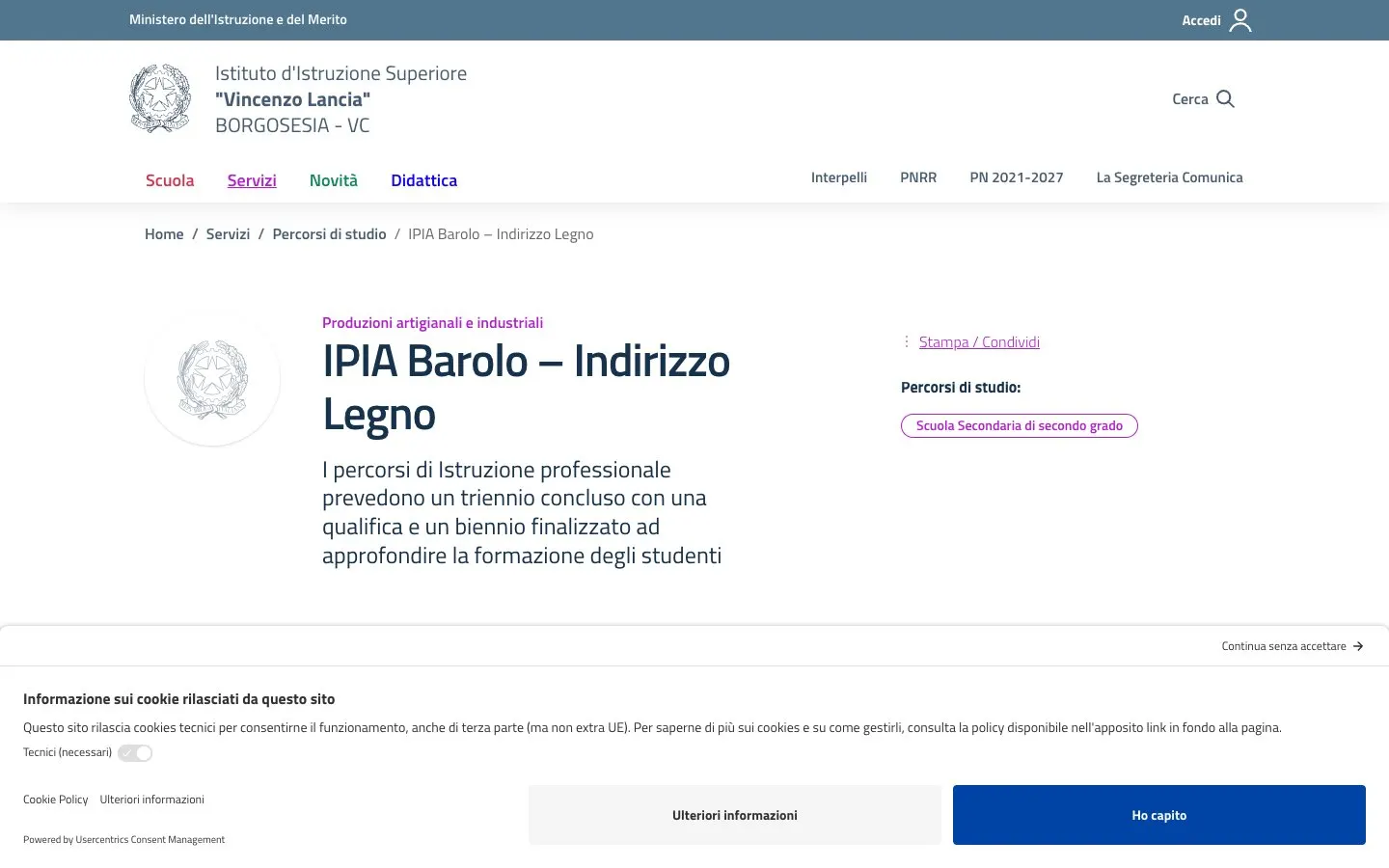 Scuola Barolo – IIS «V. Lancia» (Artigiano del legno) 的网站