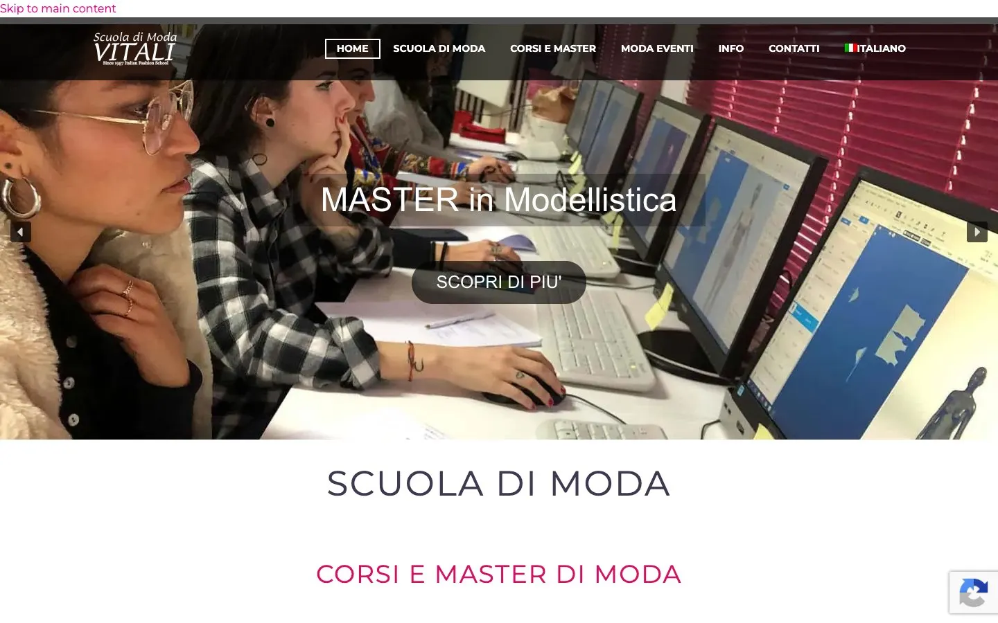 The website of Scuola di Moda Vitali