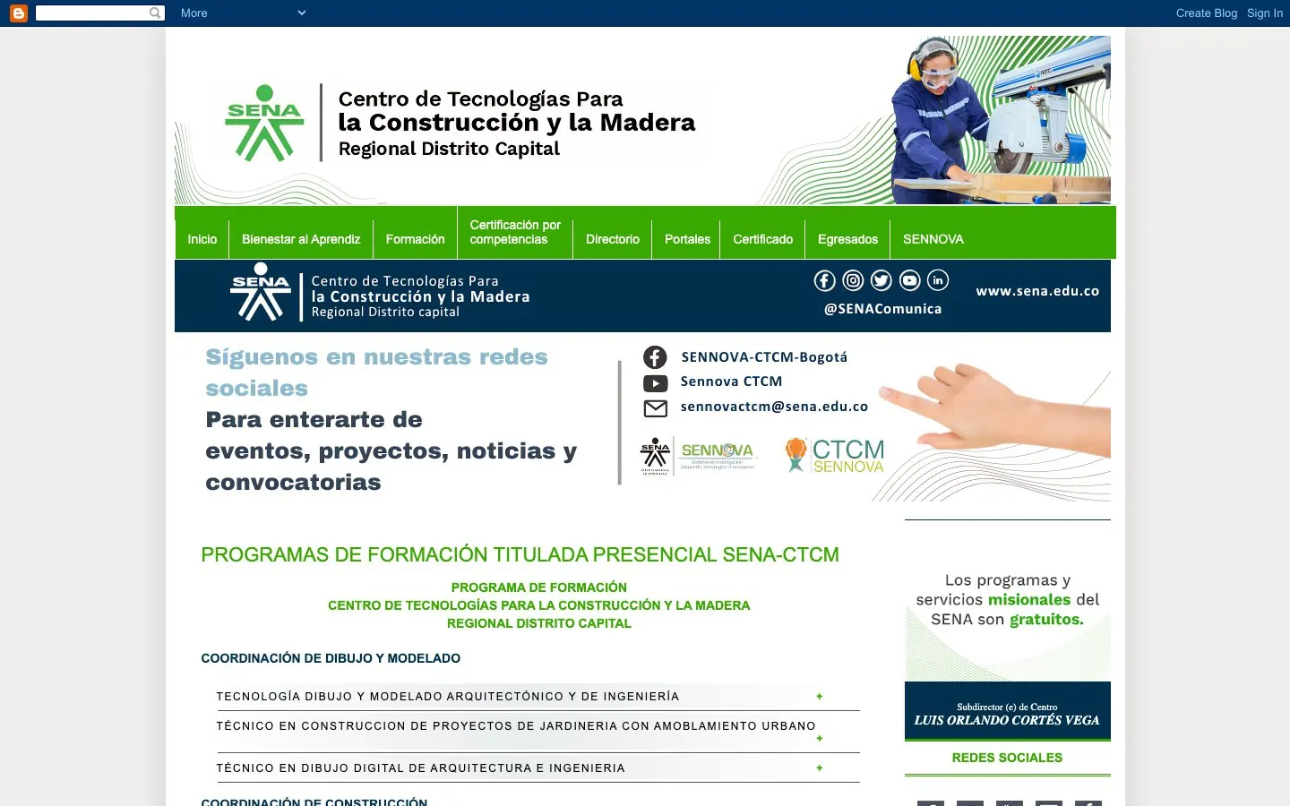The website of SENA – Centro de Tecnologías para la Construcción y la Madera