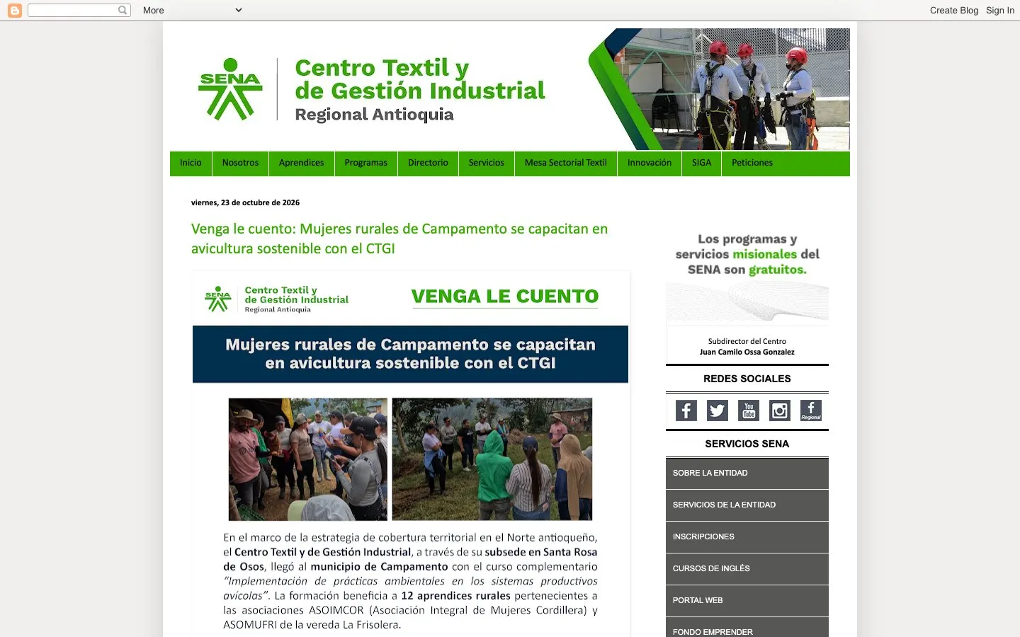 Il sito di SENA – Centro Textil y de Gestión Industrial (CTGI)