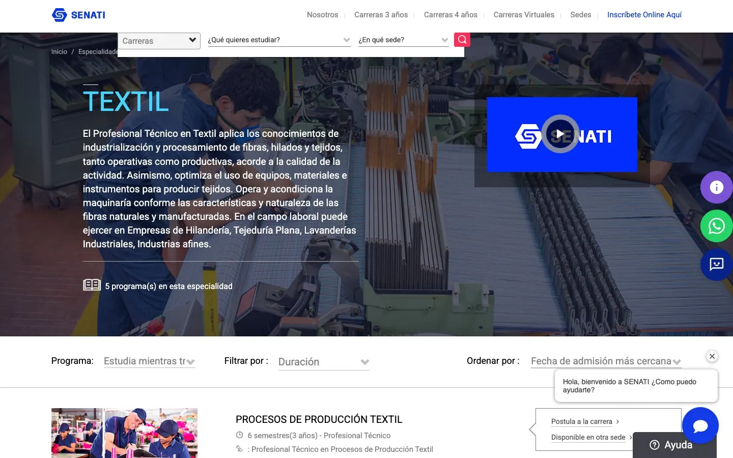 Le site de SENATI – Textil y Confecciones