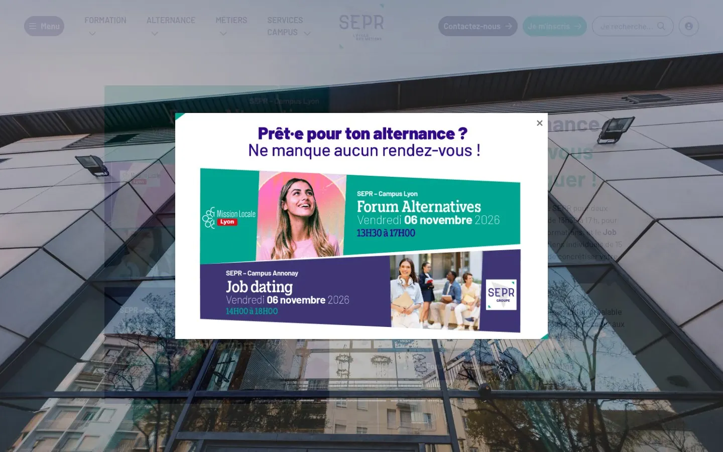 The website of SEPR – l'École des métiers (campus de Lyon)