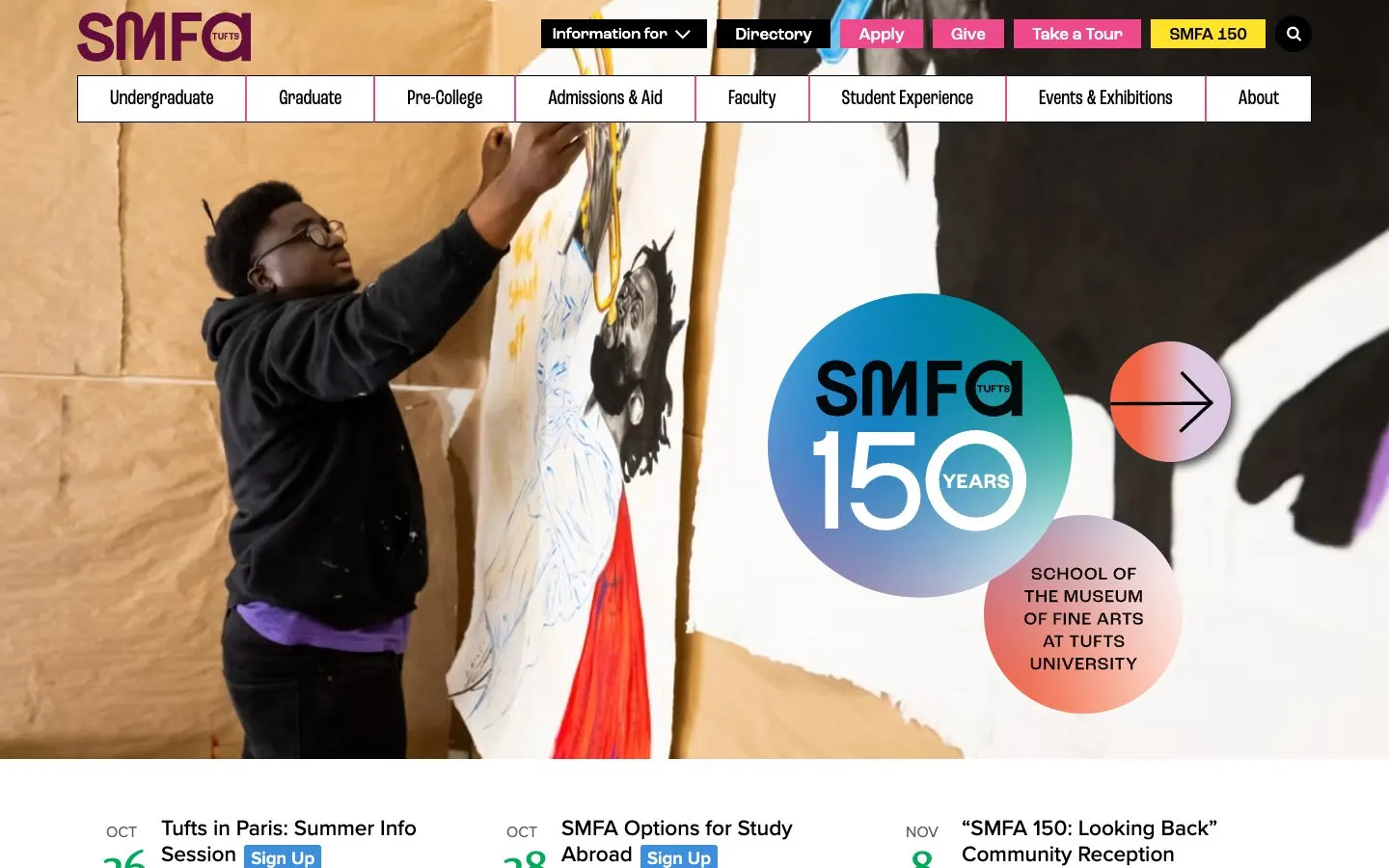 The website of SMFA at Tufts University