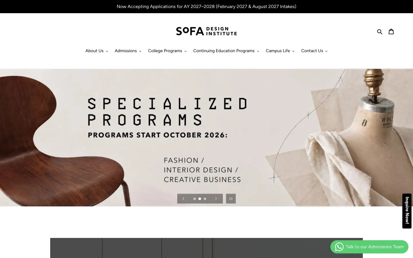 The website of SoFA Design Institute