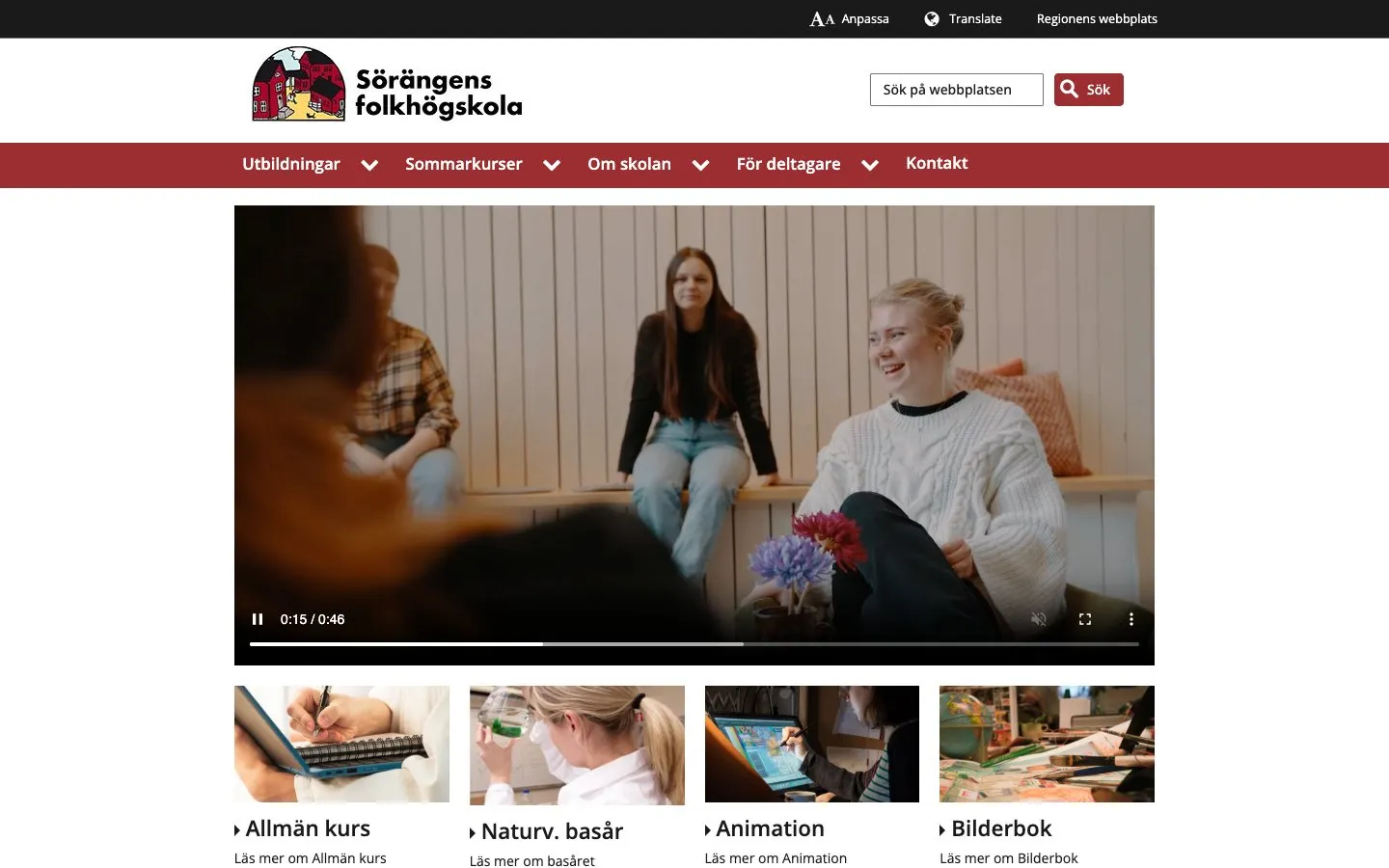 The website of Sörängens folkhögskola