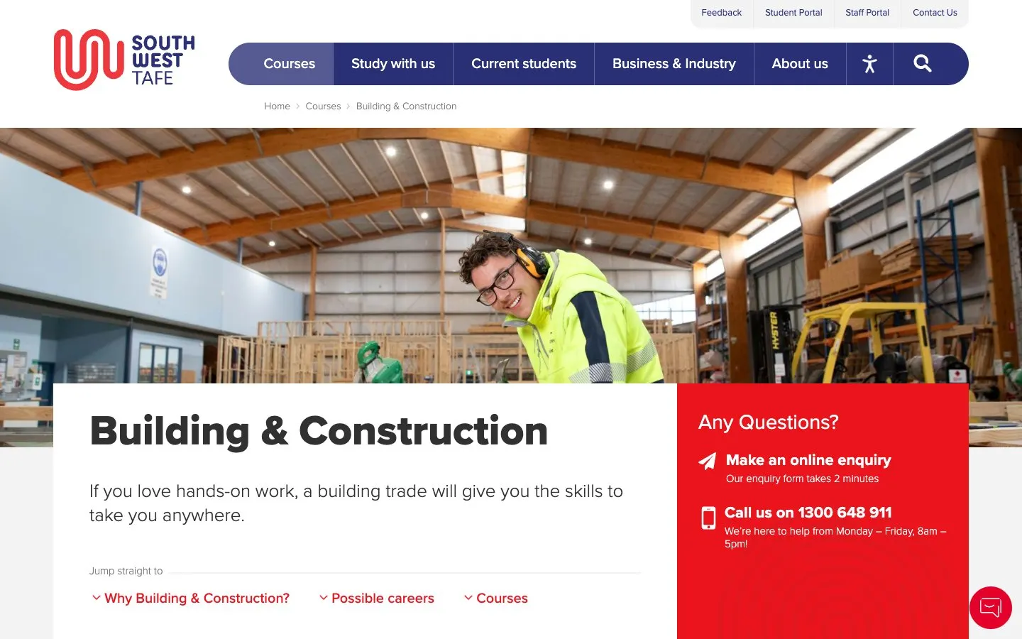 The website of South West TAFE