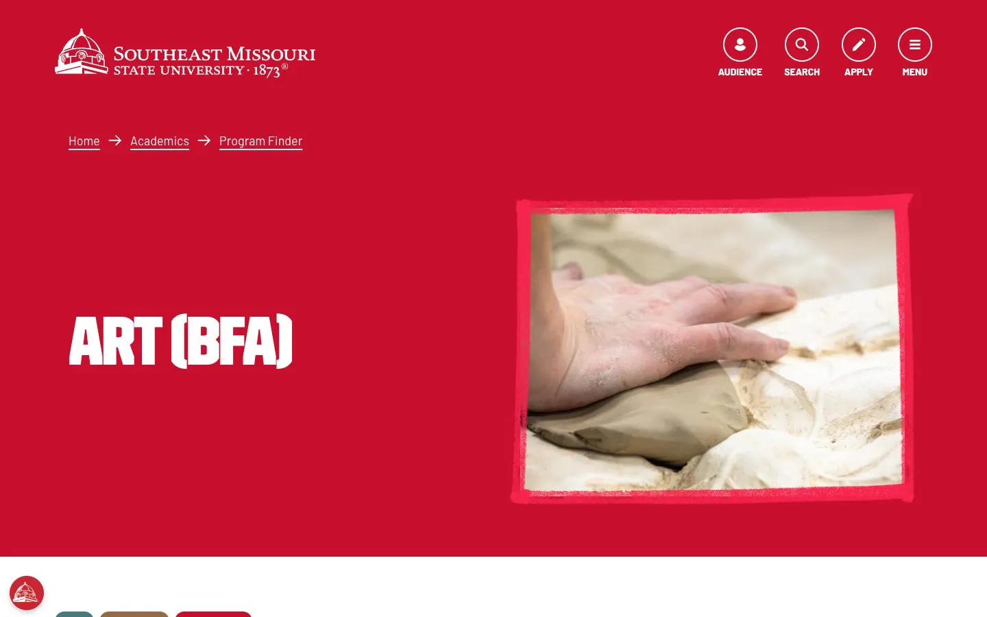 الموقع الإلكتروني لـ Southeast Missouri State University – Art and Design