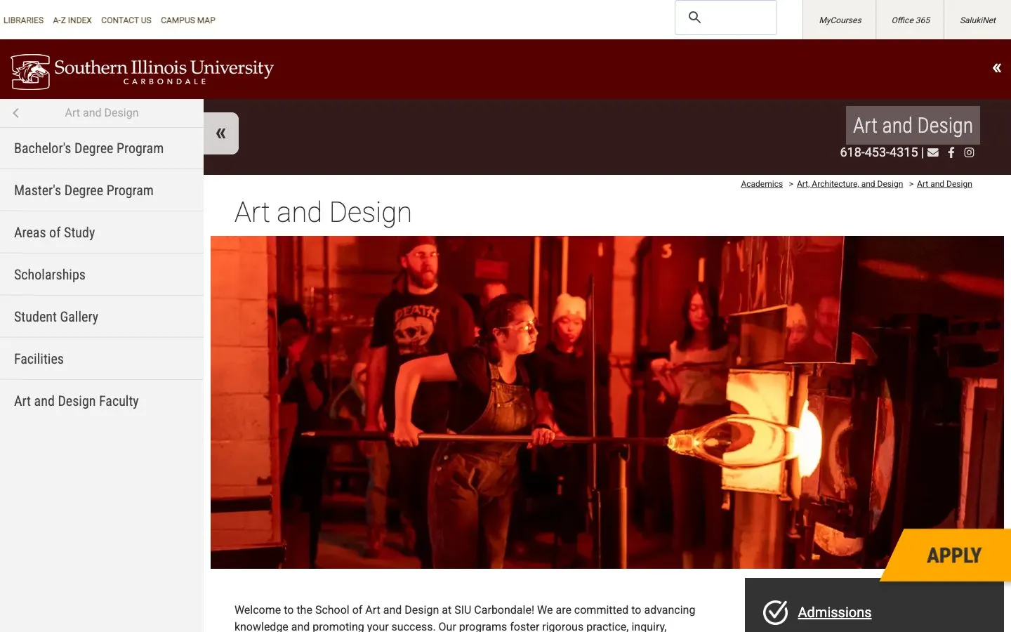 The website of Southern Illinois University Carbondale – School of Art and Design