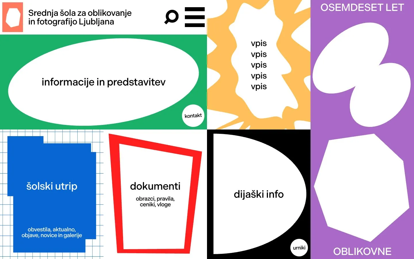 The website of Srednja šola za oblikovanje in fotografijo Ljubljana