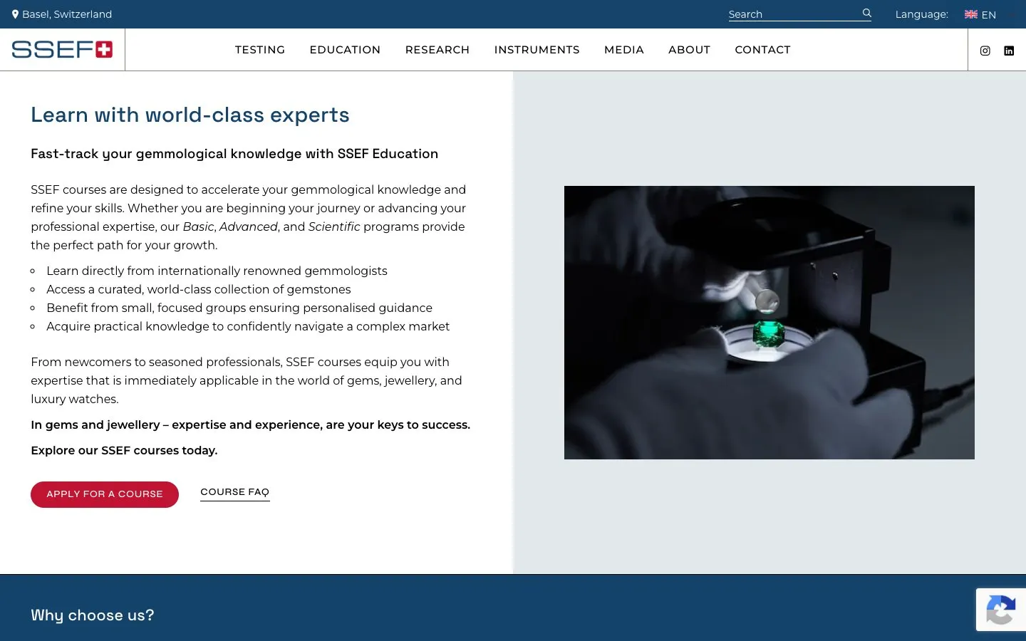 El sitio web de SSEF – Swiss Gemmological Institute