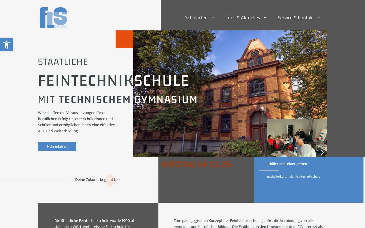 Сайт школы Staatliche Feintechnikschule Villingen-Schwenningen