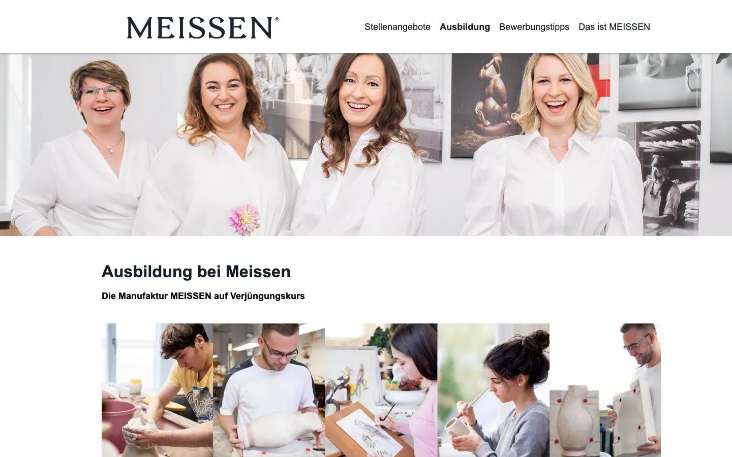 The website of Ausbildung bei MEISSEN