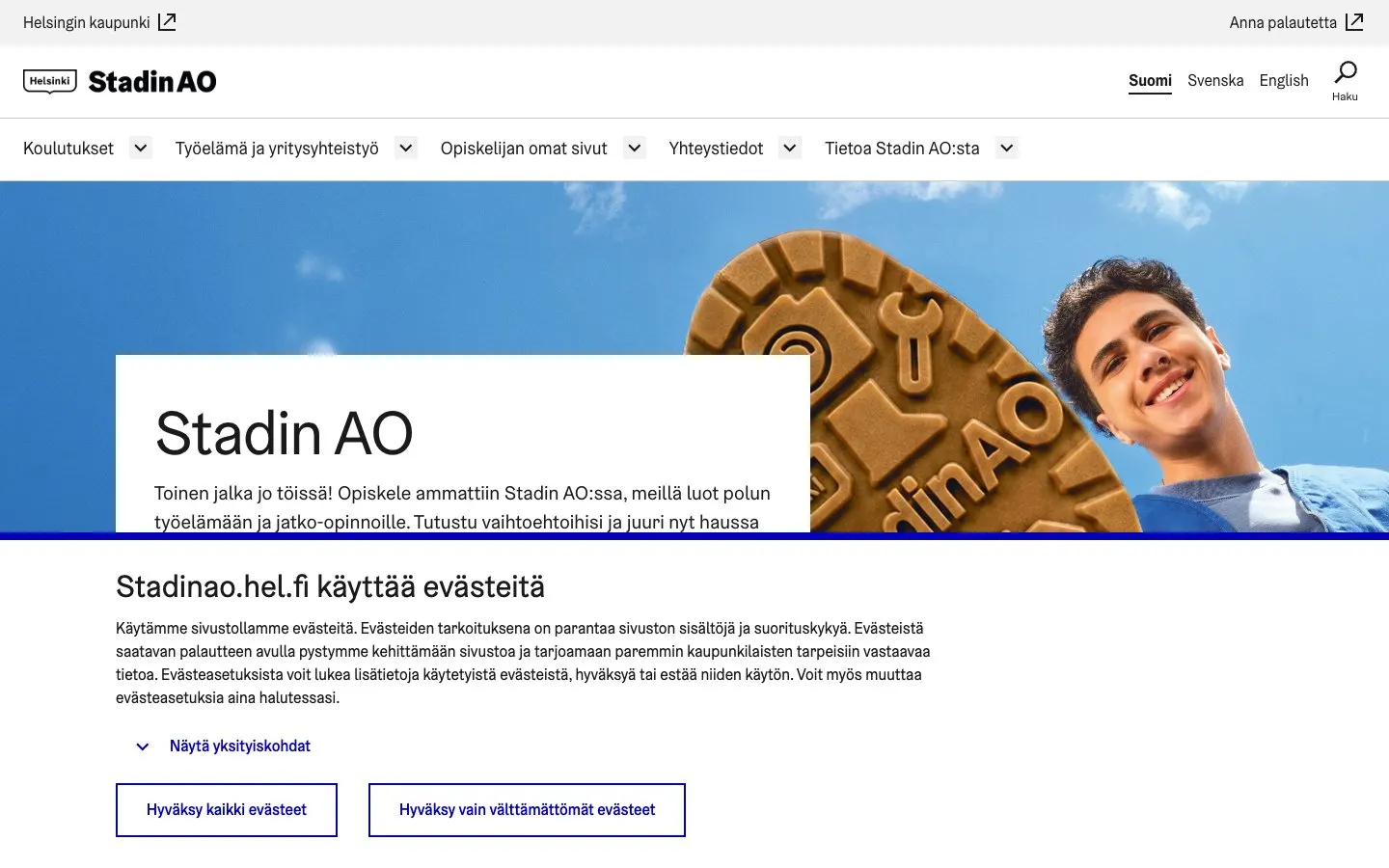 The website of Stadin ammattiopisto