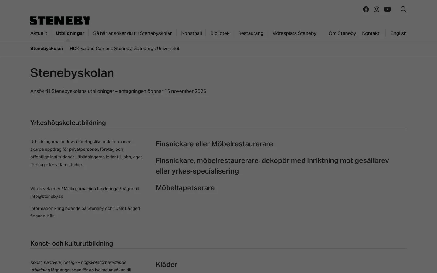 الموقع الإلكتروني لـ Stenebyskolan
