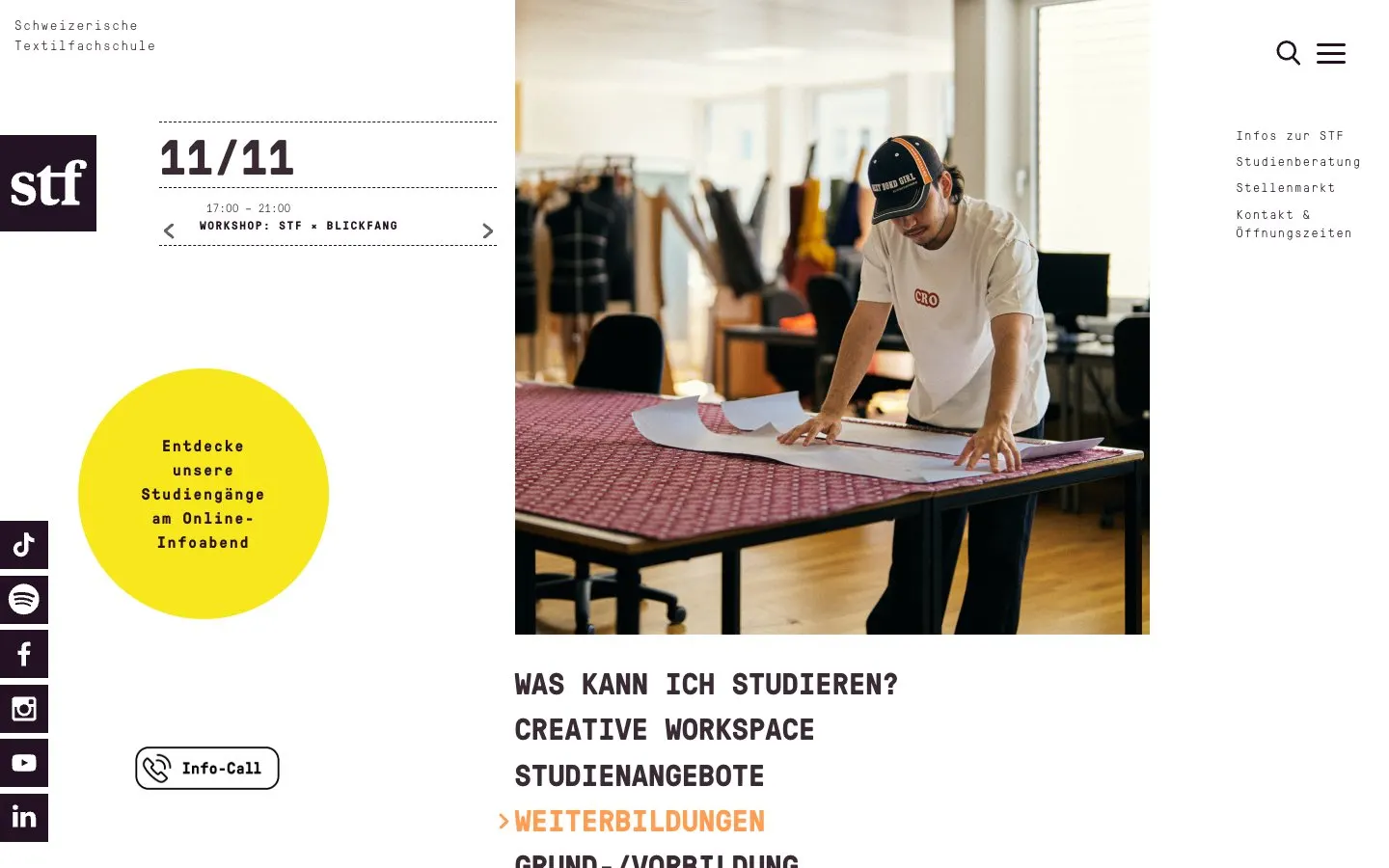 The website of STF Schweizerische Textilfachschule