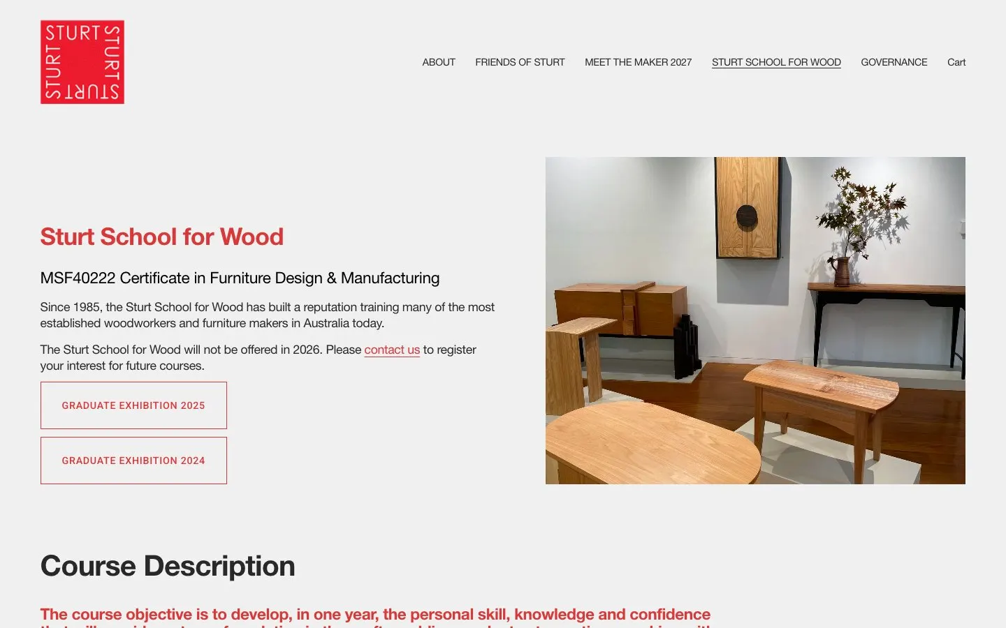 Il sito di Sturt School for Wood